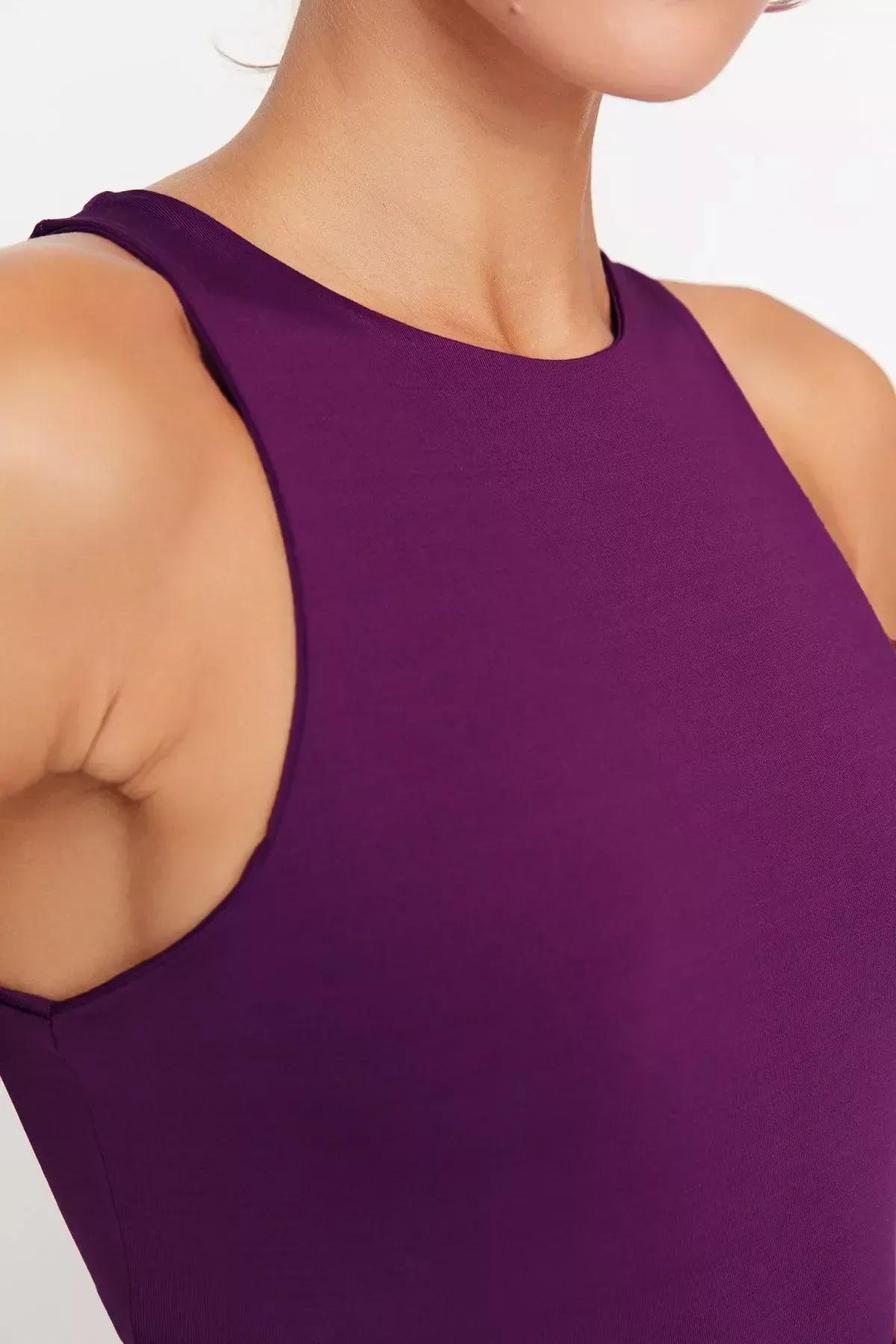 Purple Collared Knitted Tops, Purple, large image number 11