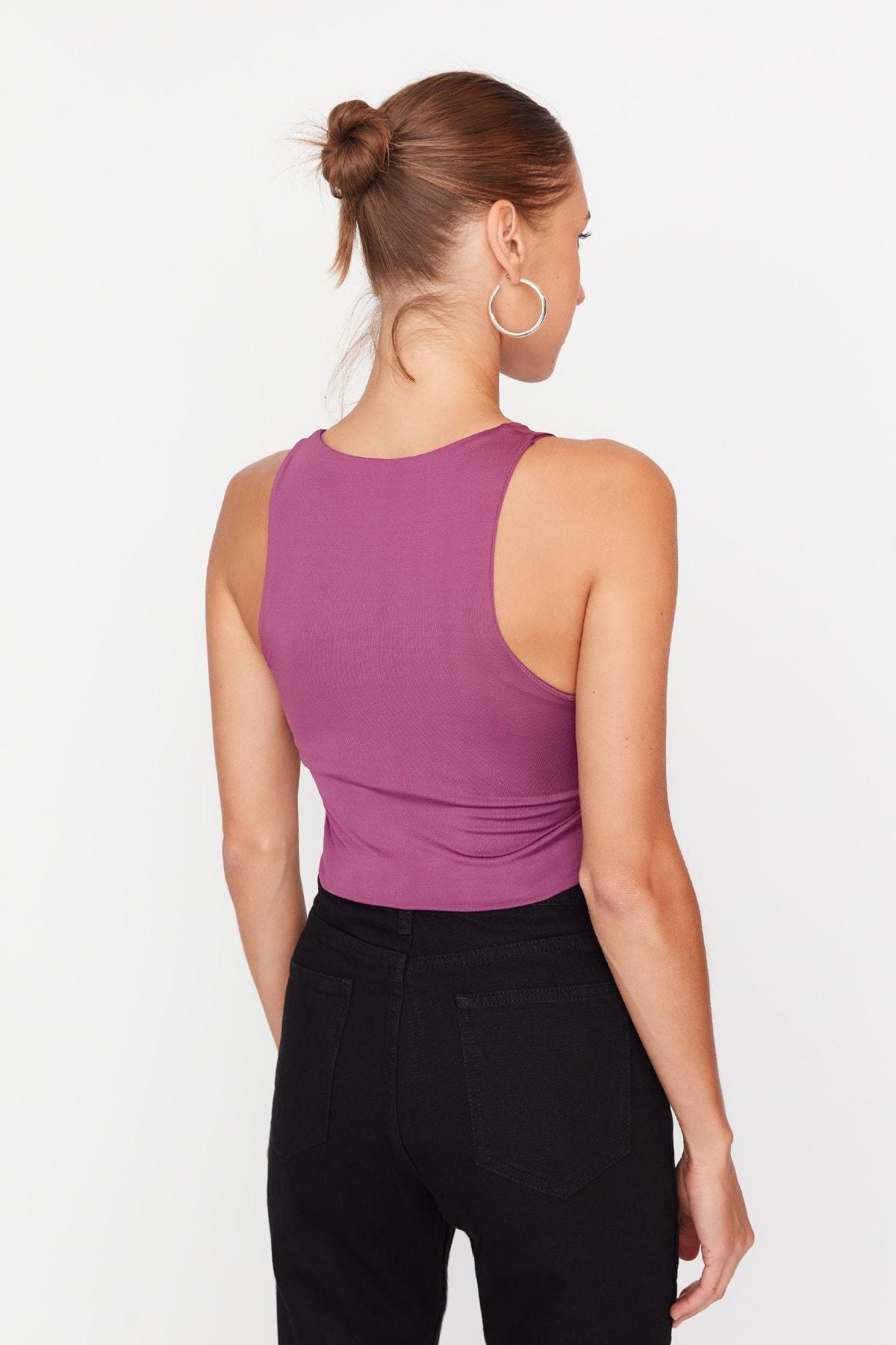 Purple Collared Knitted Tops, , large image number 14