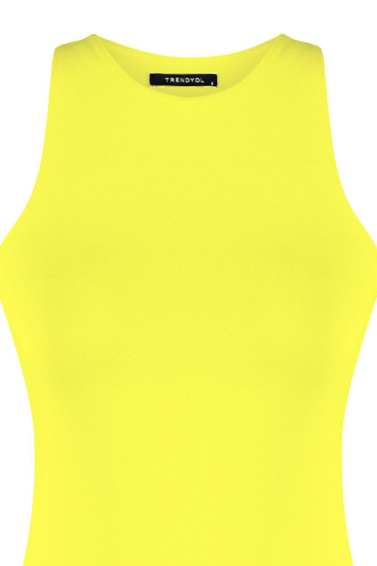 Trendyol - Yellow Slim Halterneck Bodysuit