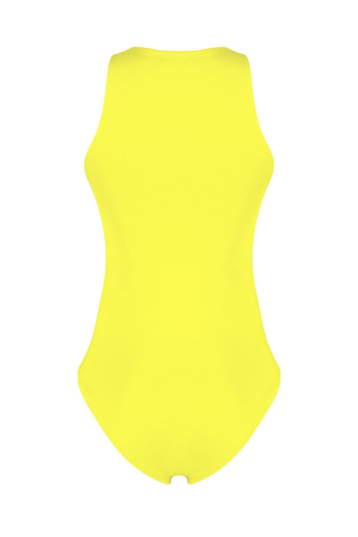 Trendyol - Yellow Slim Halterneck Bodysuit