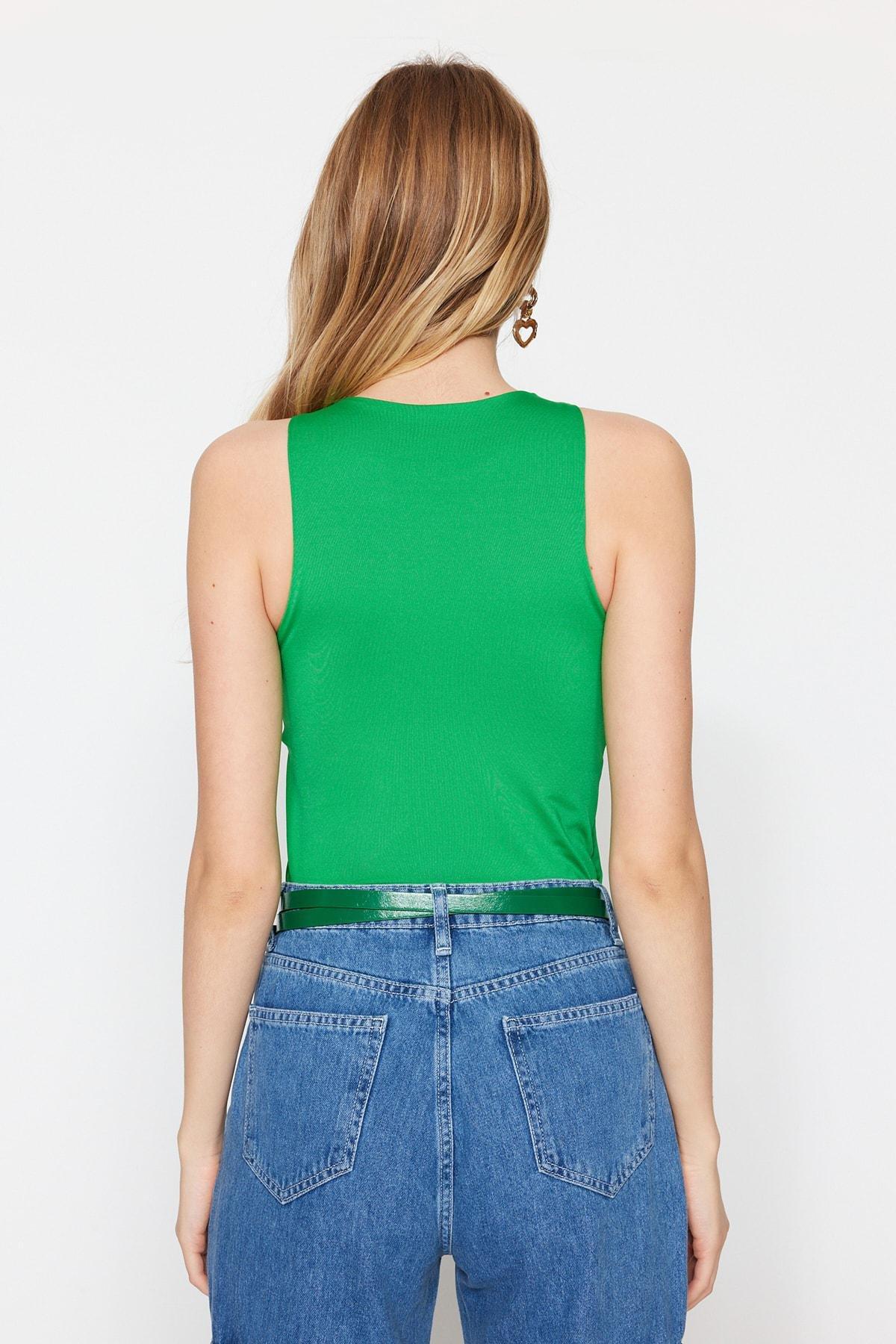 Green Collared Knitted Tops, , large image number 11
