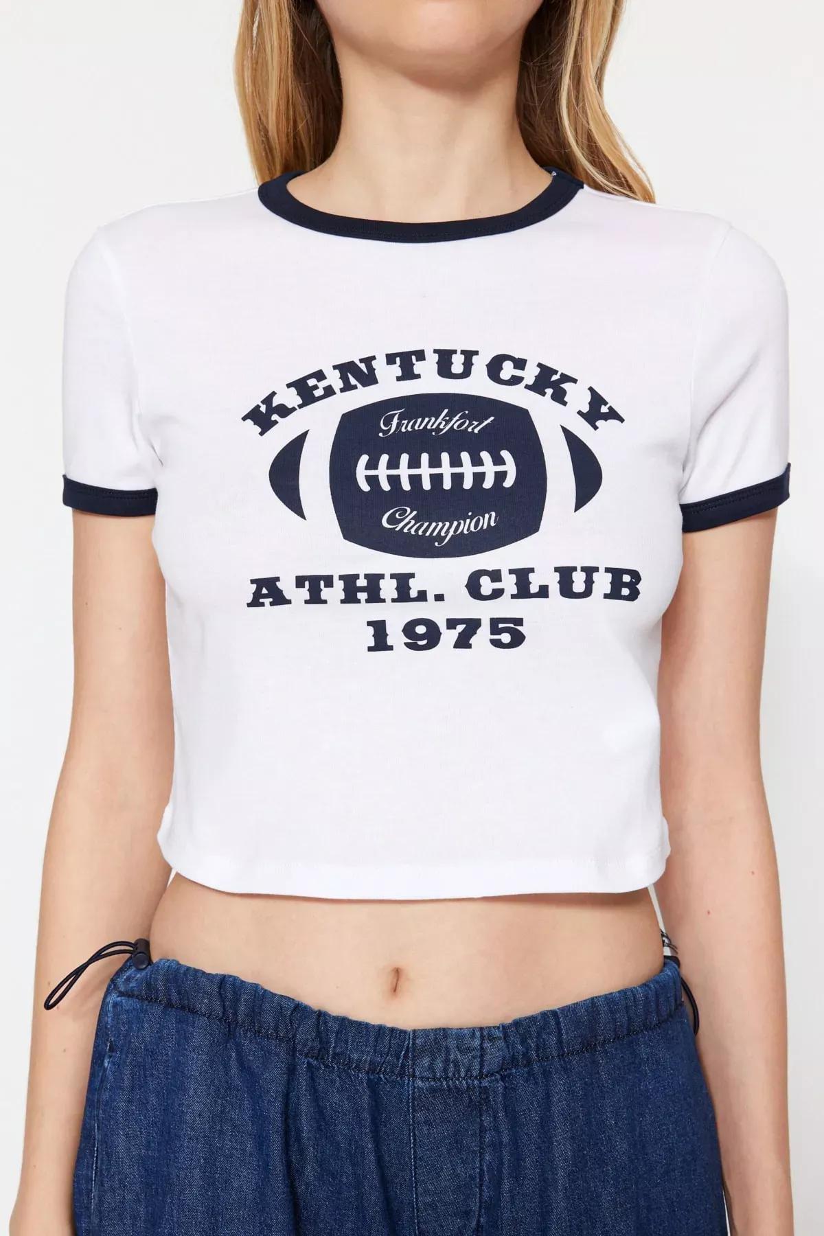 White Crew Neck Printed T-Shirt, White, large image number 2