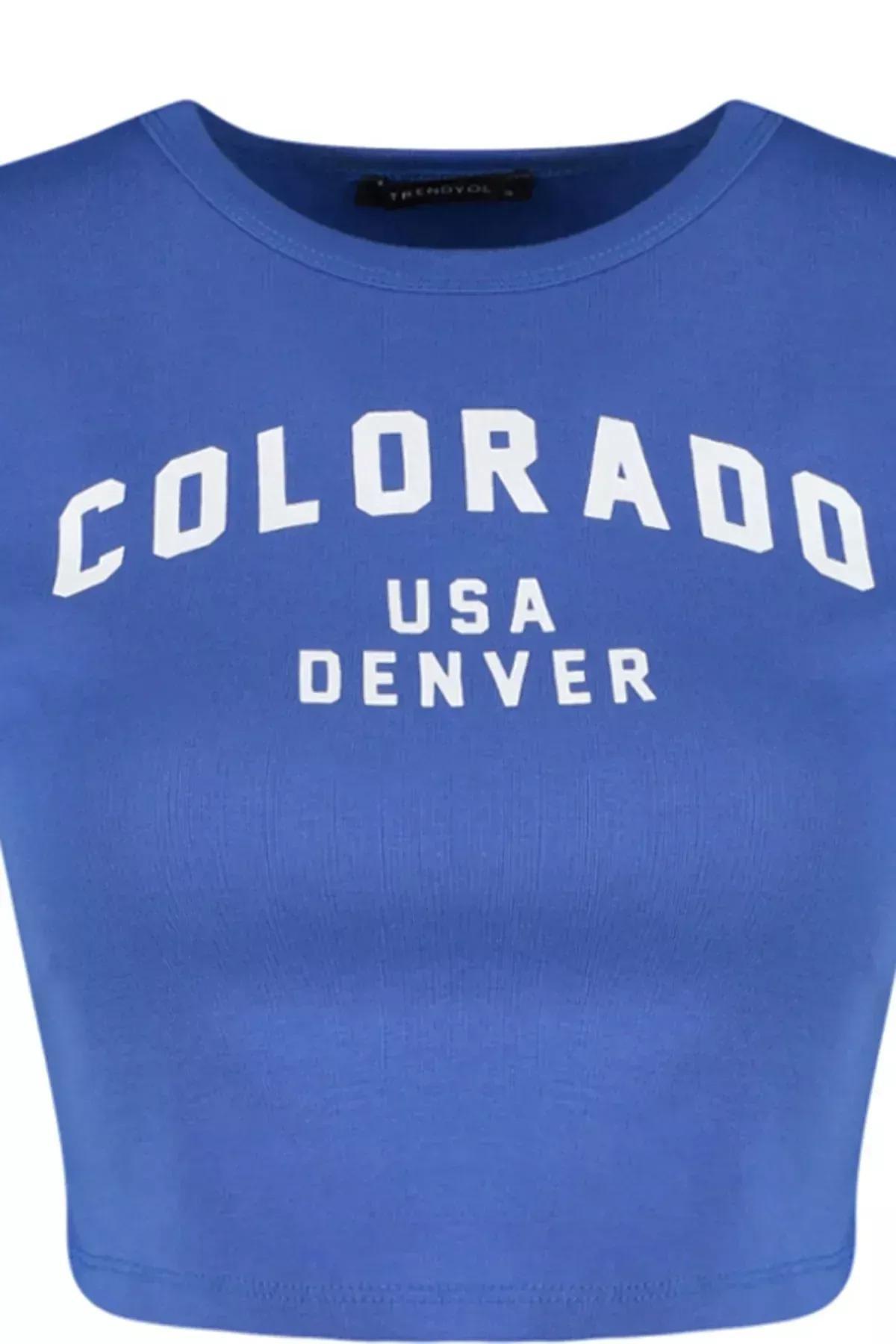 تيشيرت بقصة سليم فت مزين بطبعة، أزرق, Blue, large image number 5