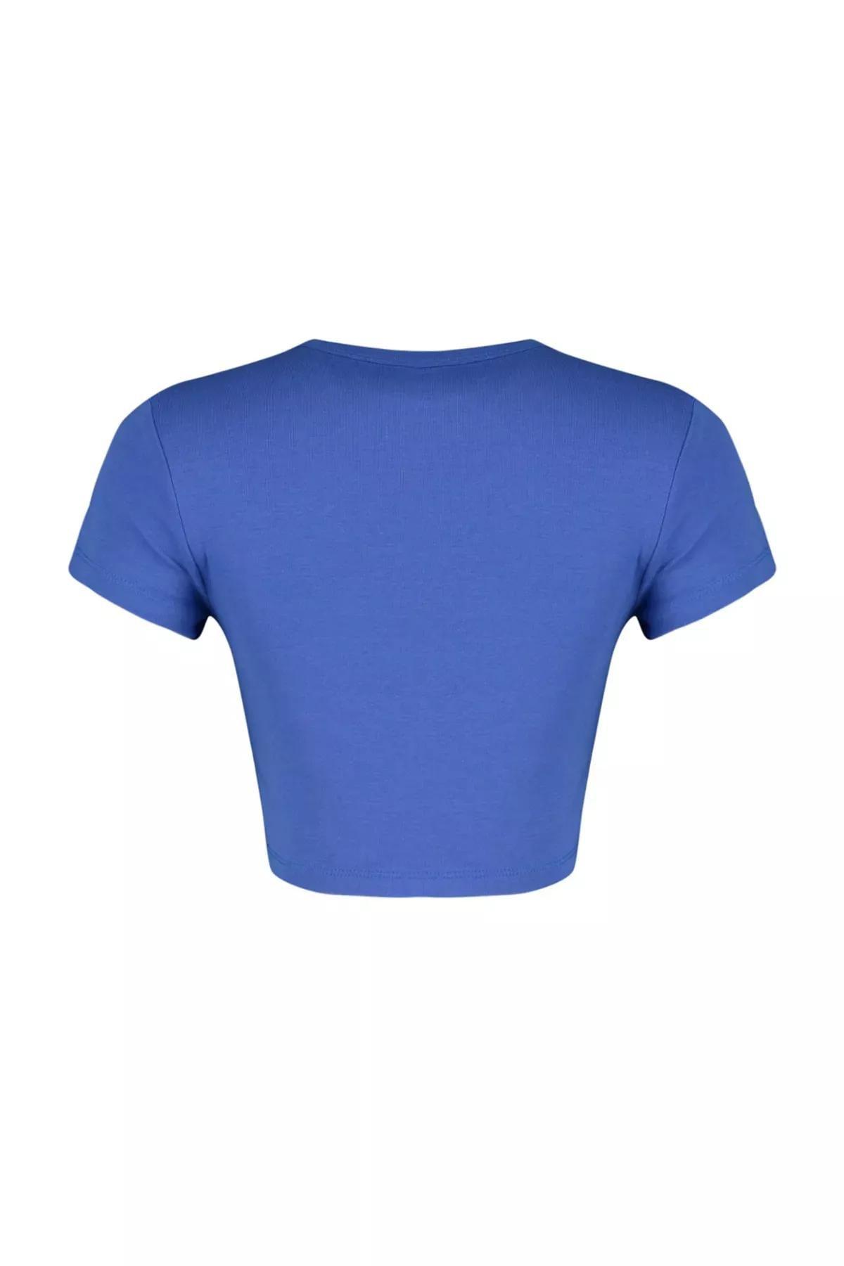 تيشيرت بقصة سليم فت مزين بطبعة، أزرق, Blue, large image number 6