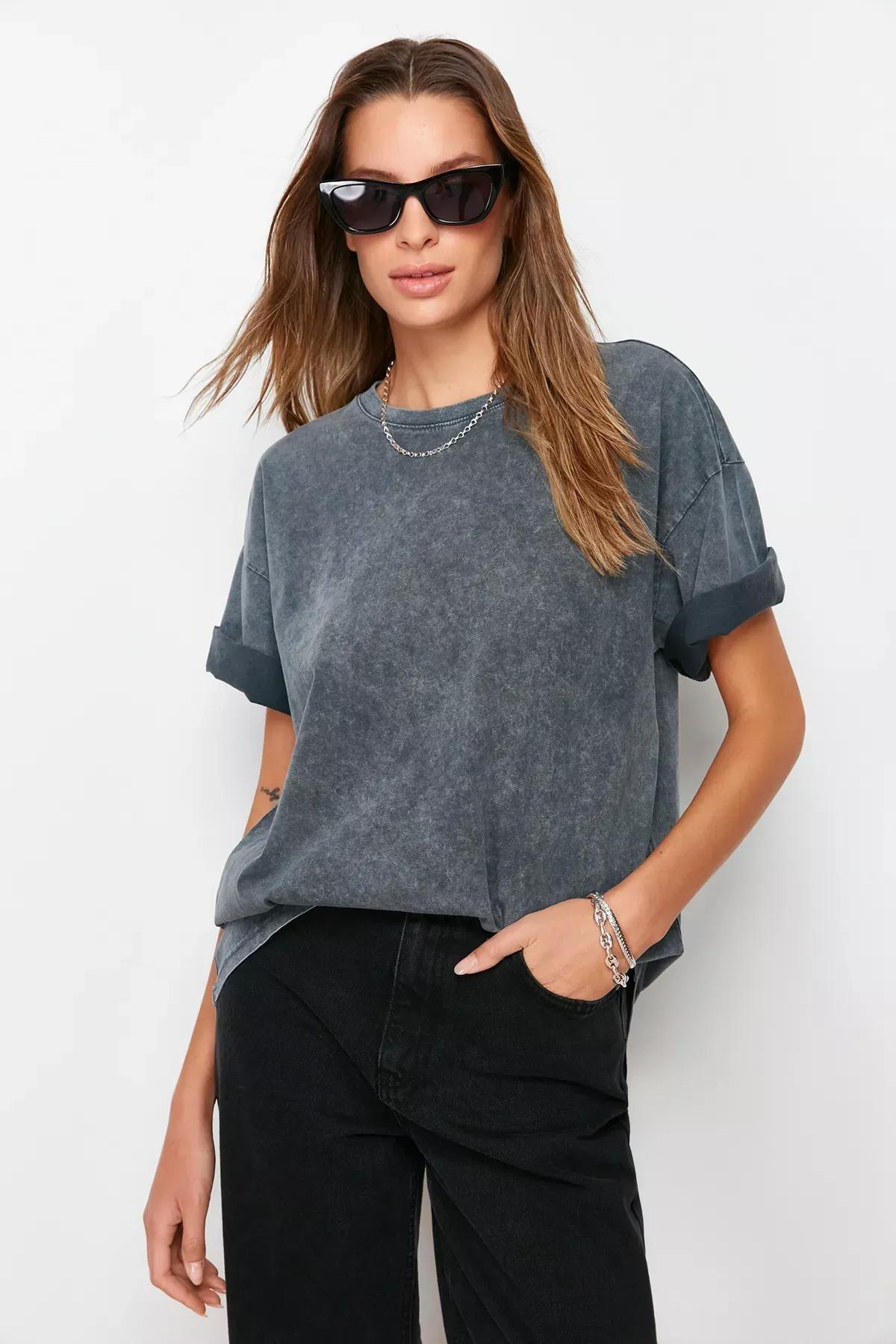 Grey Geometric T-Shirt, Black, large image number 0