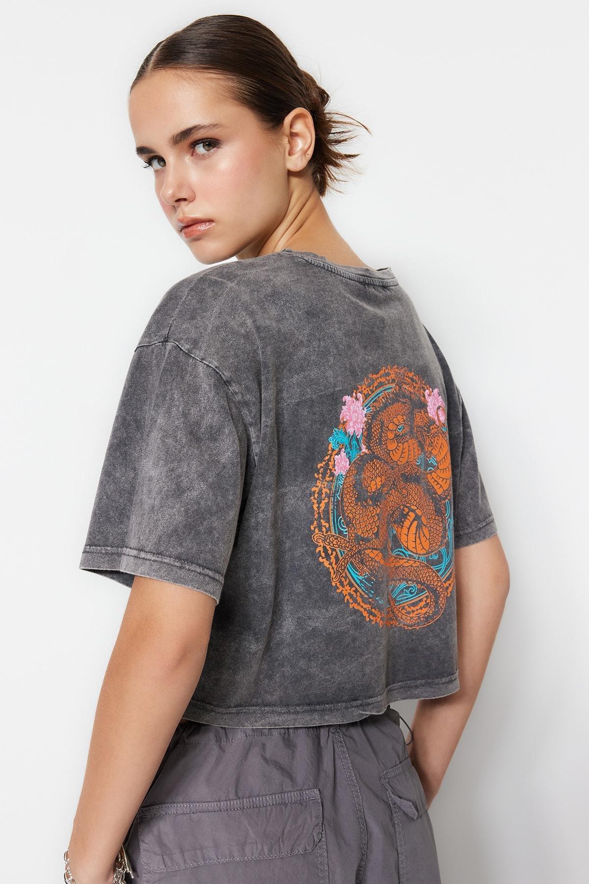 Black Printed T-Shirt, , large image number 0