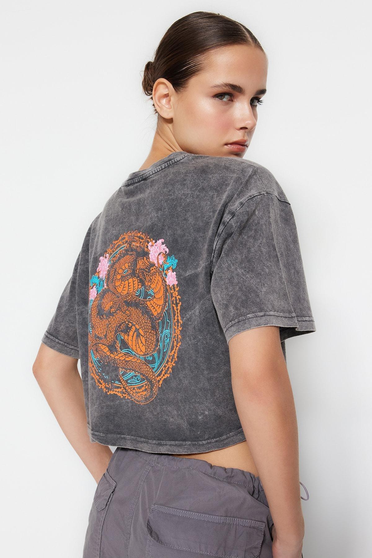 Black Printed T-Shirt, , large image number 2