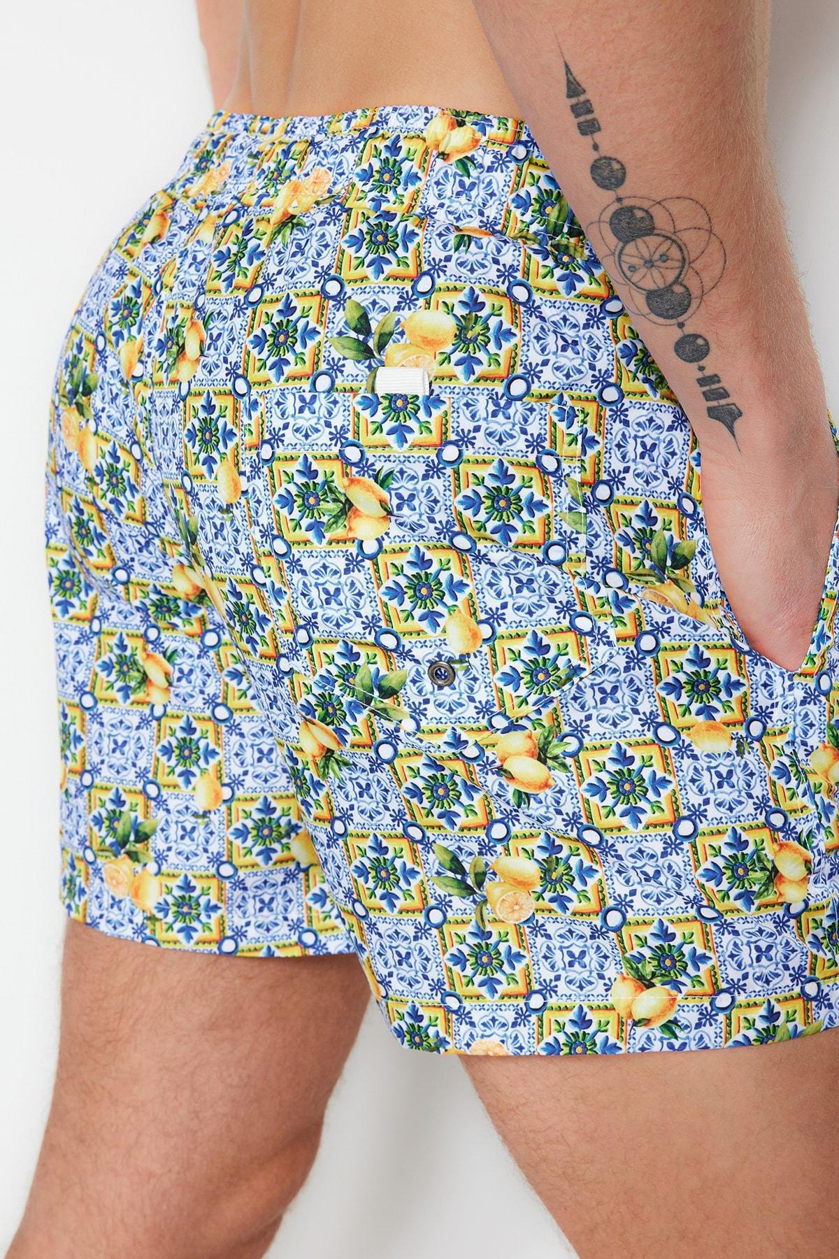 Multicolour Ethnic Swim Shorts, , large image number 7