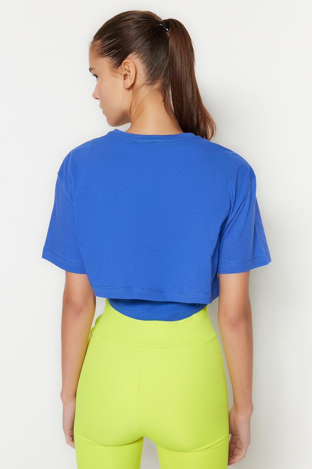 Trendyol - Blue Printed Oversize T-Shirt