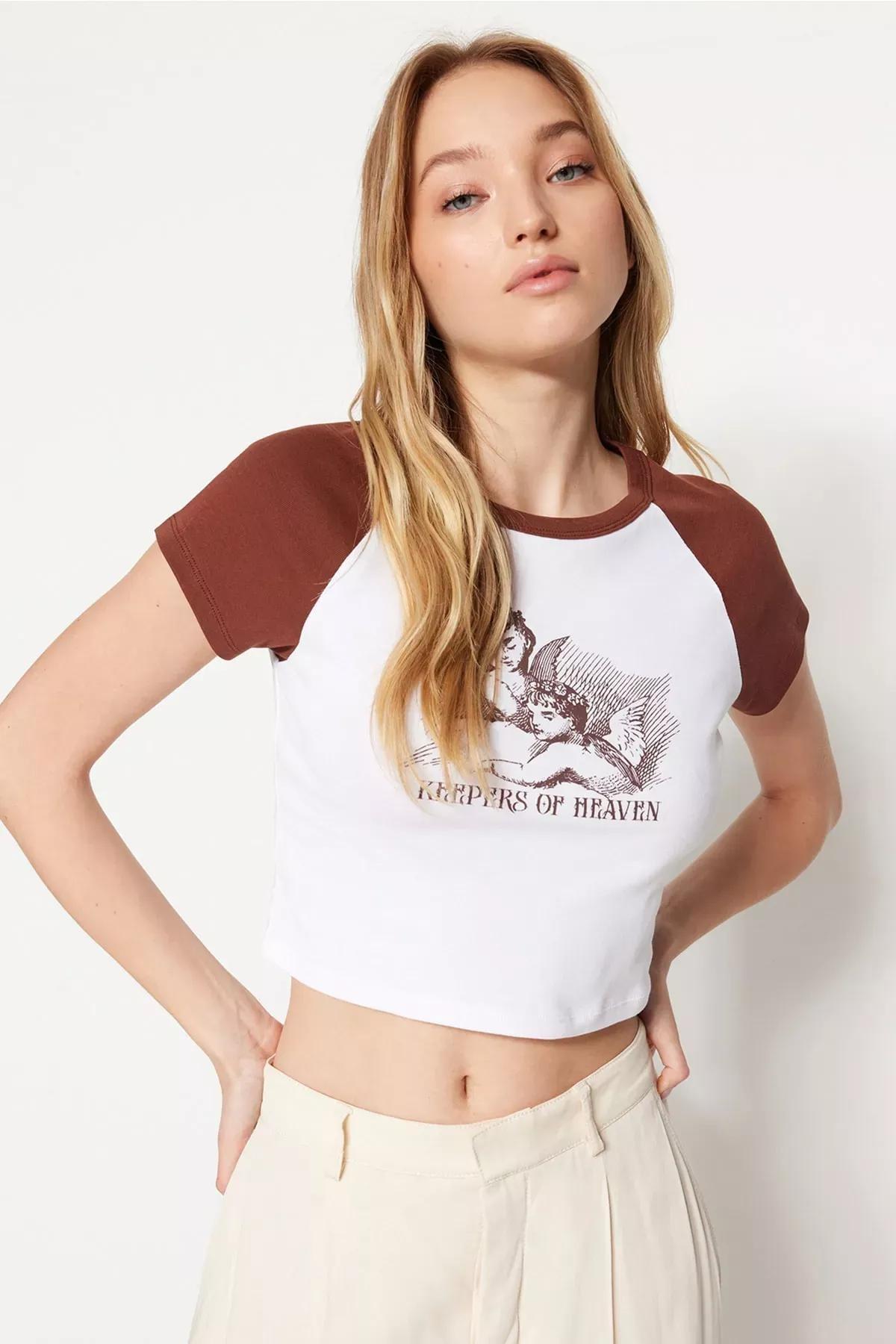 Trendyol - Brown Colorblock T-Shirt