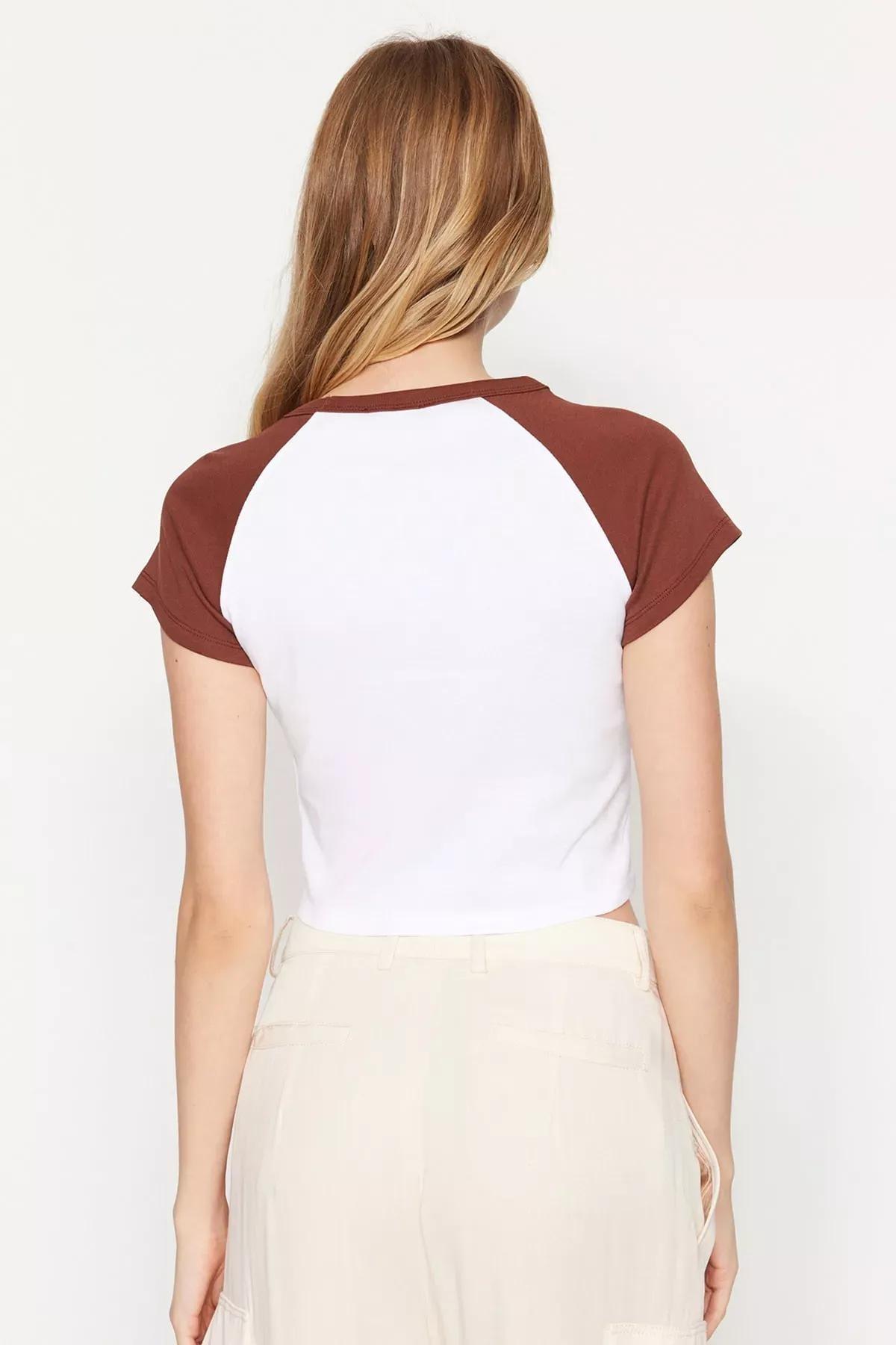 Trendyol - Brown Colorblock T-Shirt