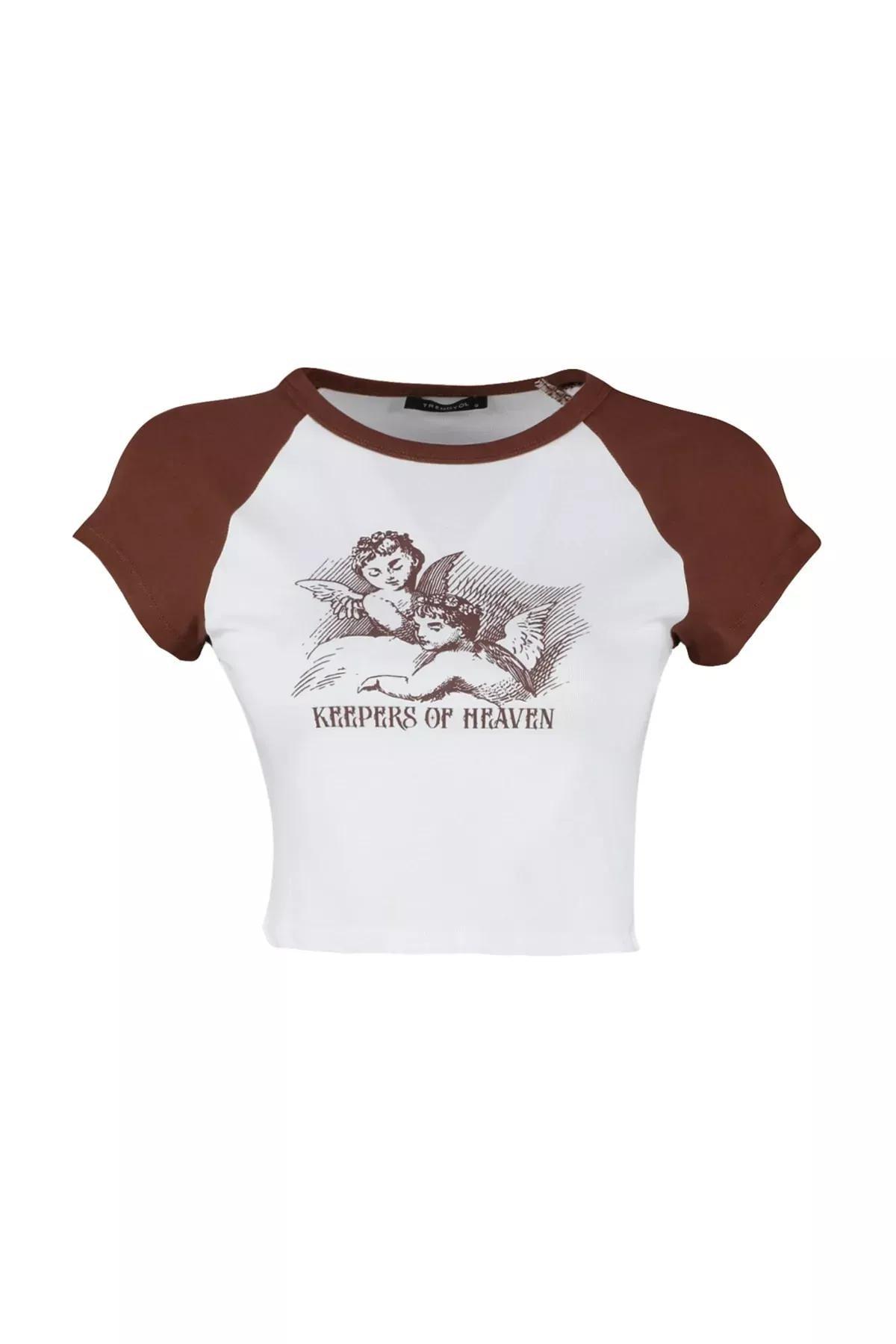 Trendyol - Brown Colorblock T-Shirt