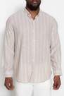 Trendyol - Gray Striped Plus Size Shirt