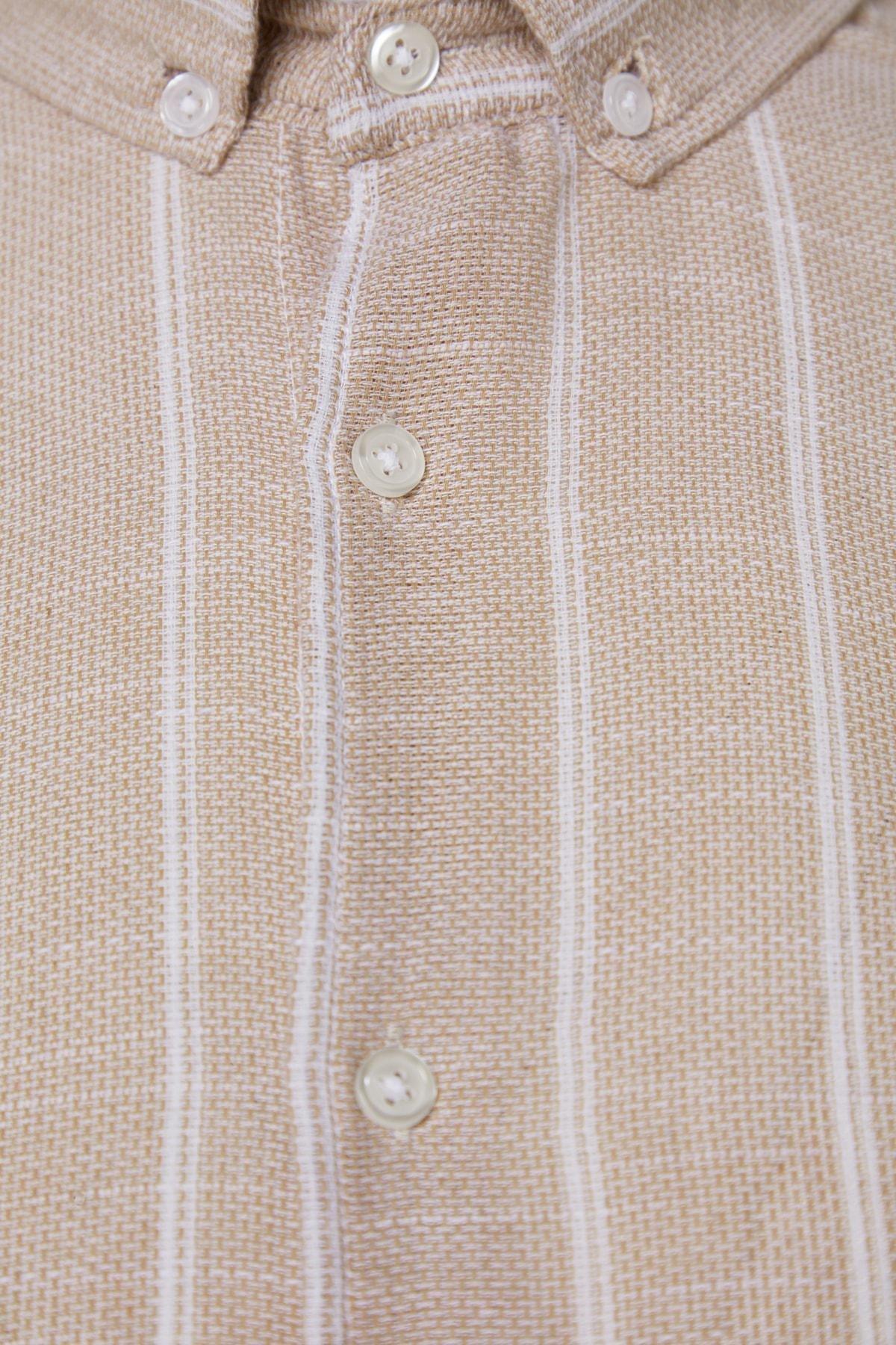 Trendyol - Gray Striped Plus Size Shirt