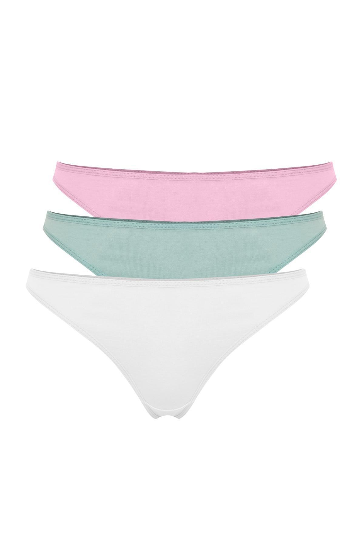 Multicolour Thong Knitted Panties, Set Of 3, , large image number 5