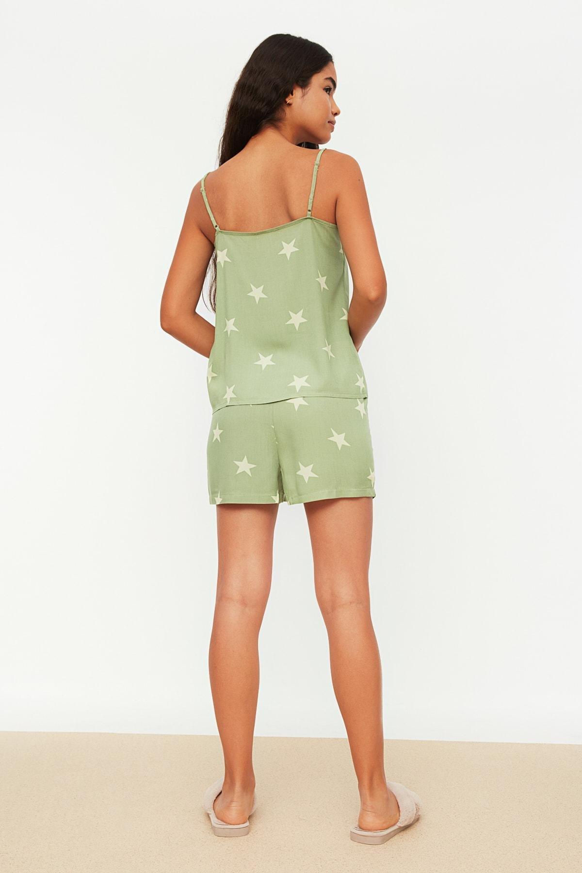 Green Printed Mid Waist Pajama Set, , large image number 5