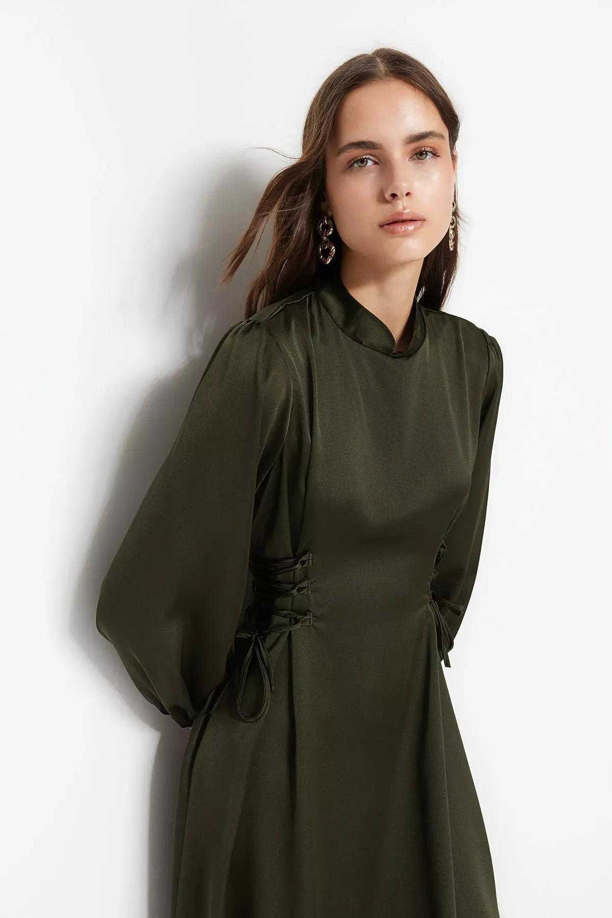 فستان مناسبات بقصة على شكل حرف A، كاكي
, Khaki, large image number 3