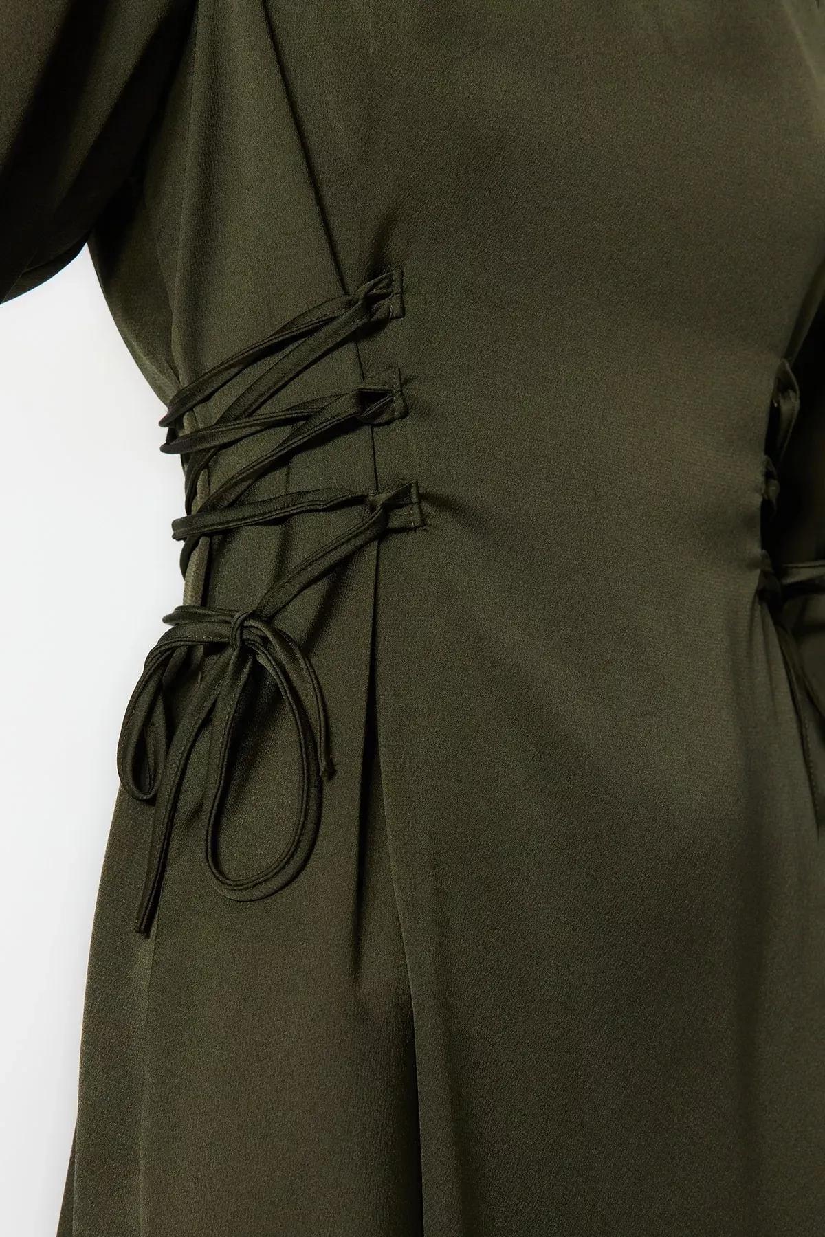 Khaki A-Line Occasionwear Dress, Khaki, large image number 5