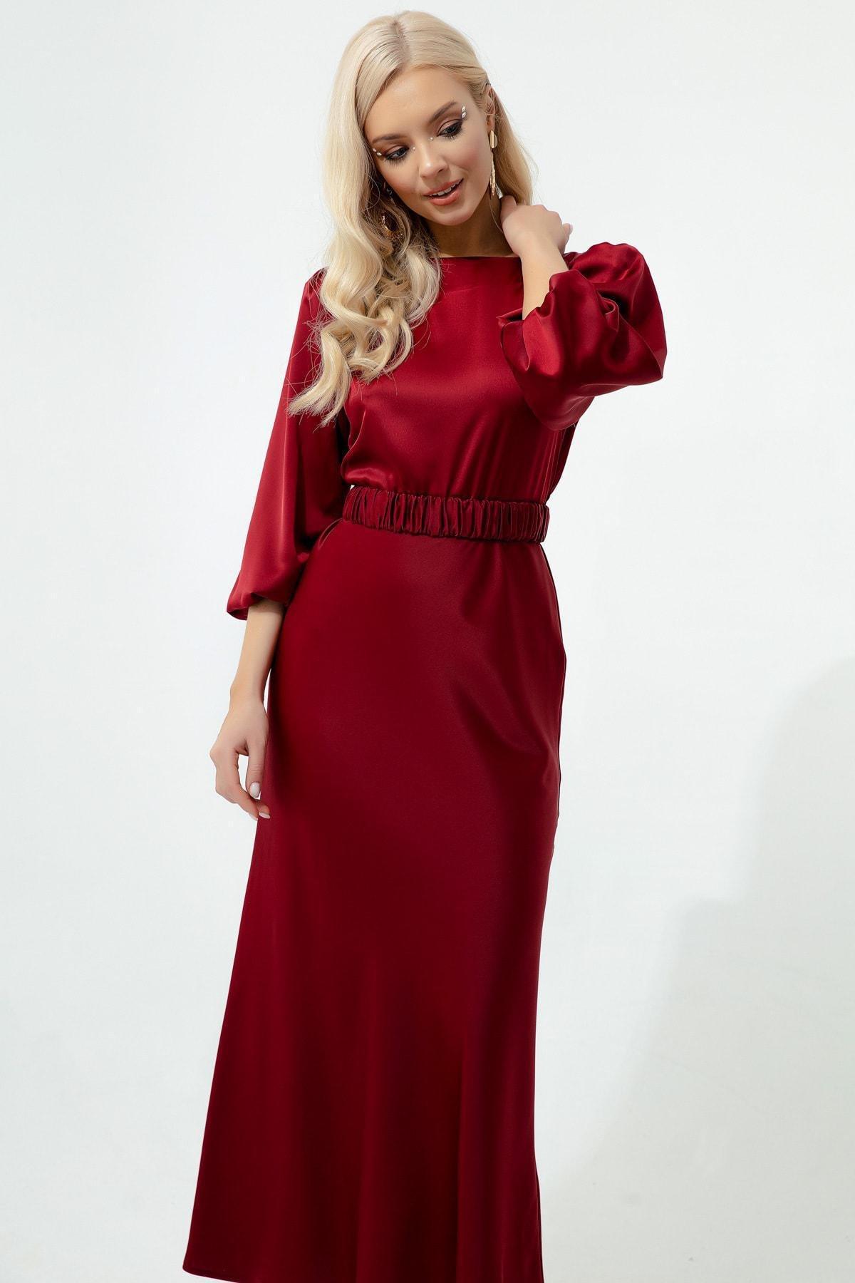 Lafaba - Red Long Balloon Sleeves Occasion Wear Dress
