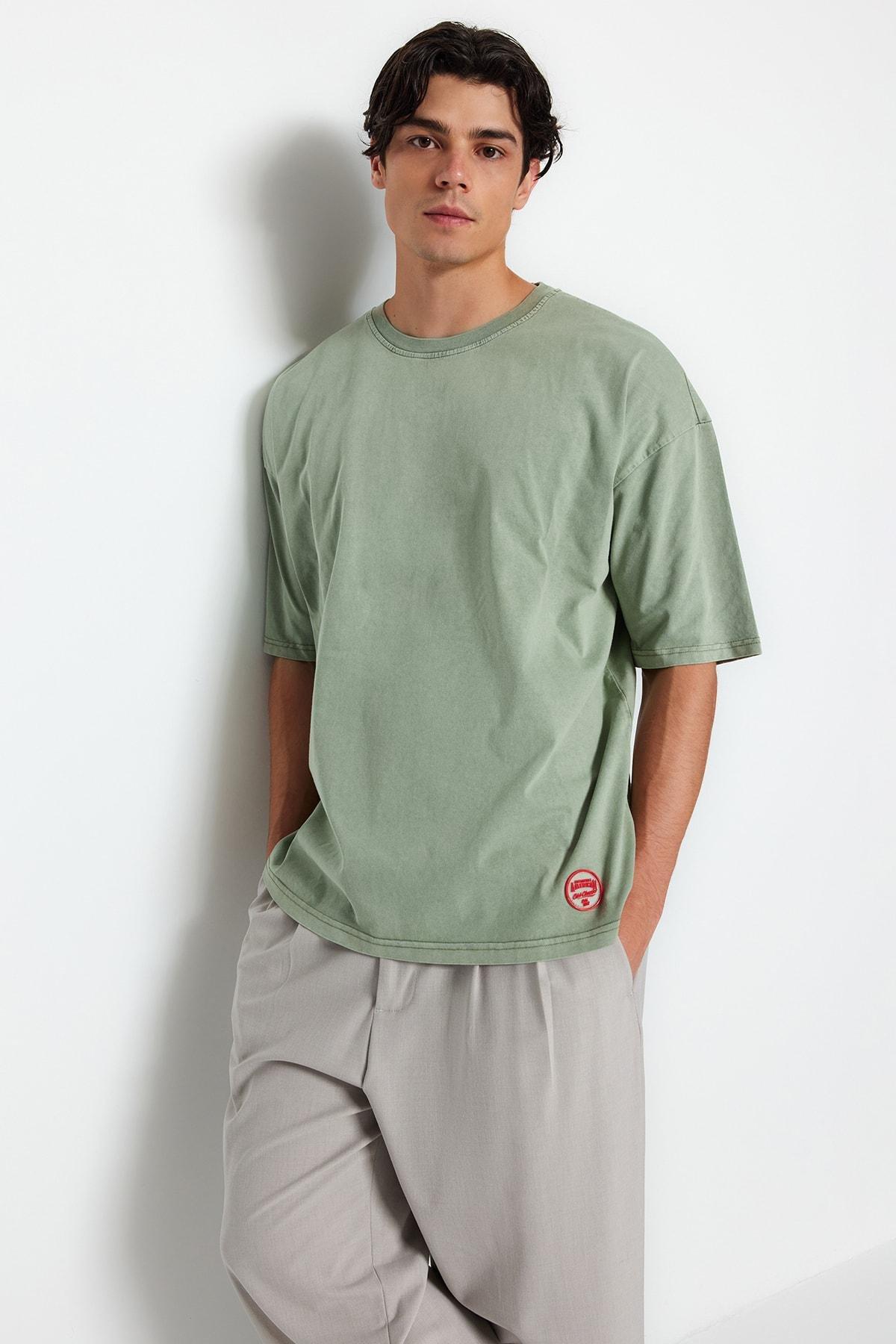 Khaki Oversized T-Shirt, , large image number 0