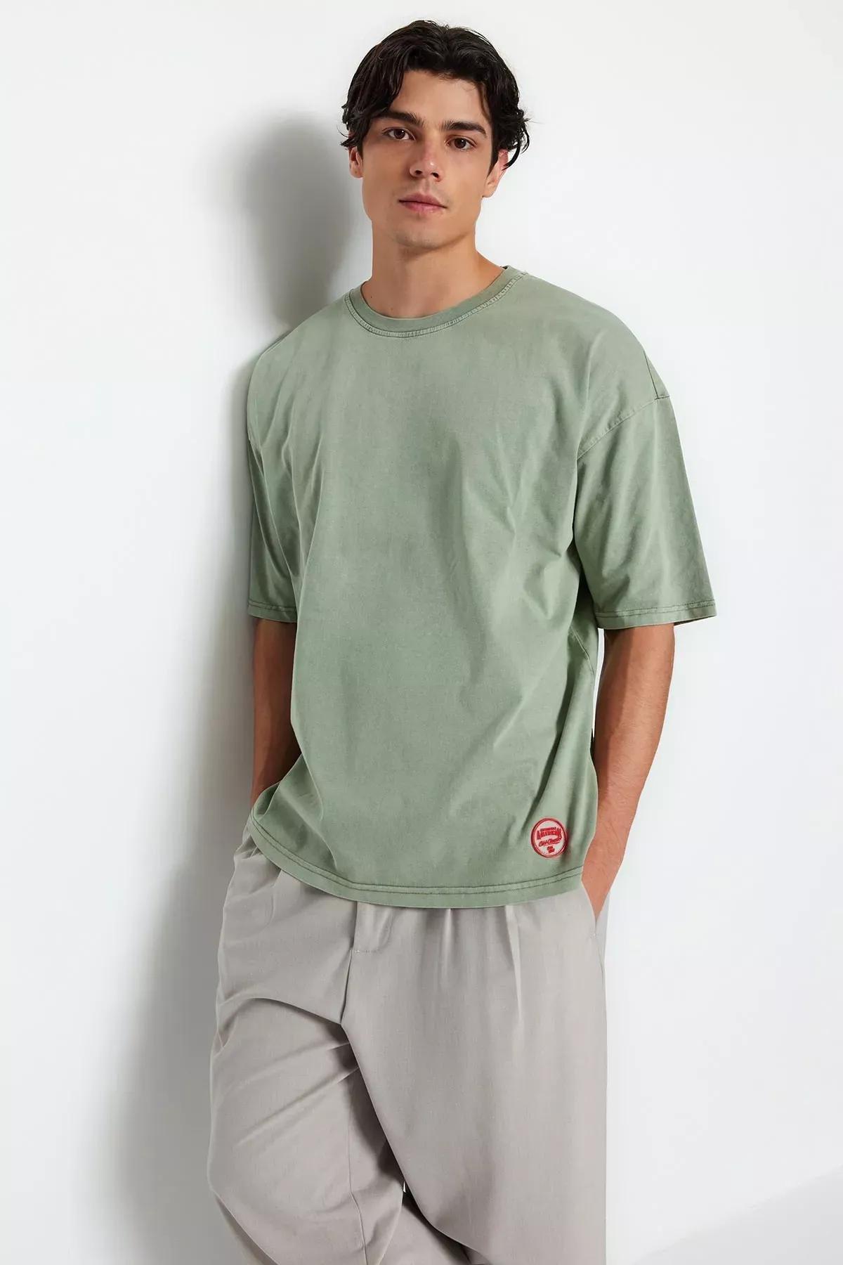 Khaki Oversized T-Shirt, , large image number 0
