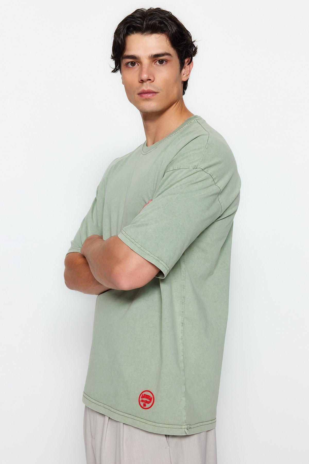 Khaki Oversized T-Shirt, , large image number 2