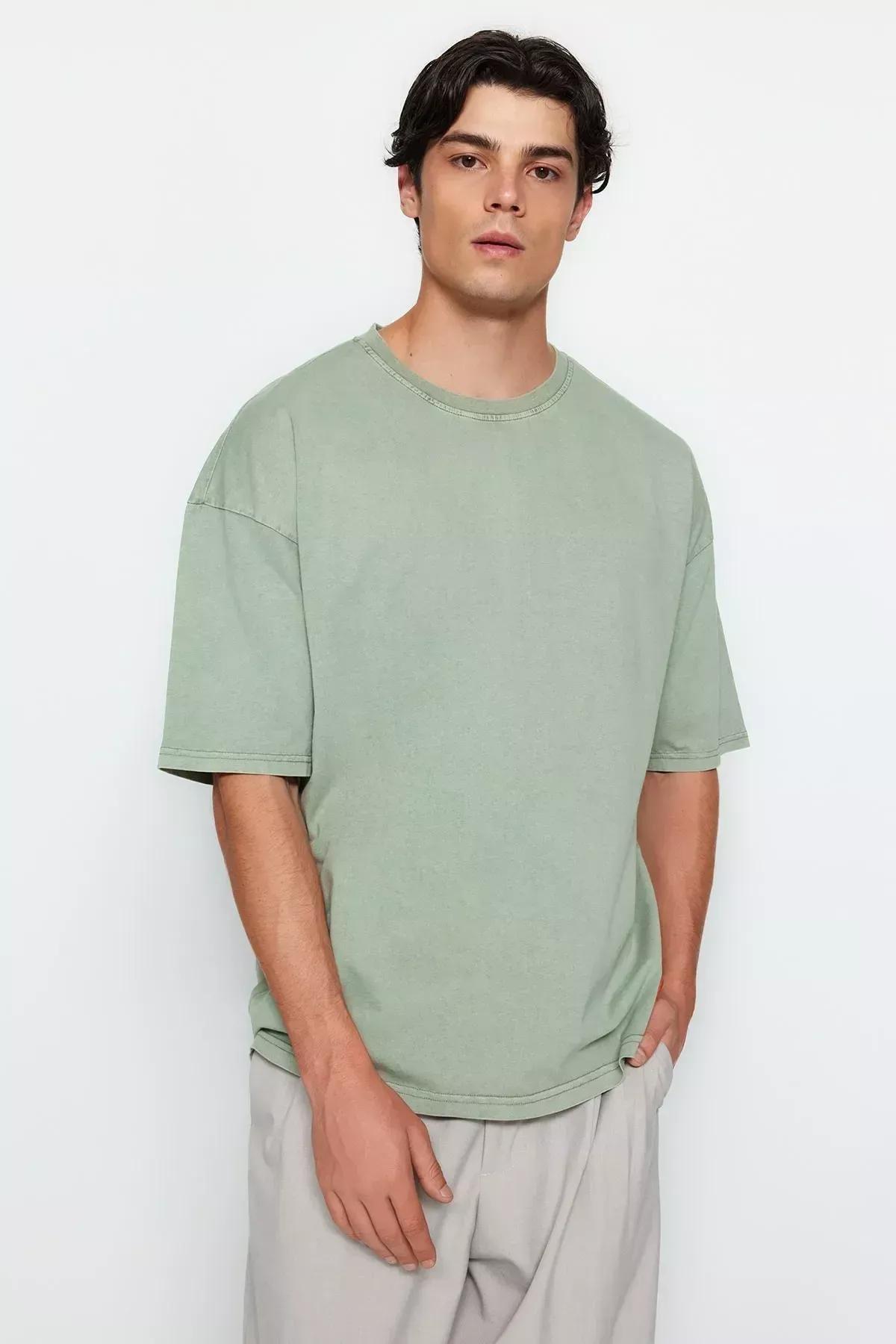 Khaki Oversized T-Shirt, Green, large image number 5