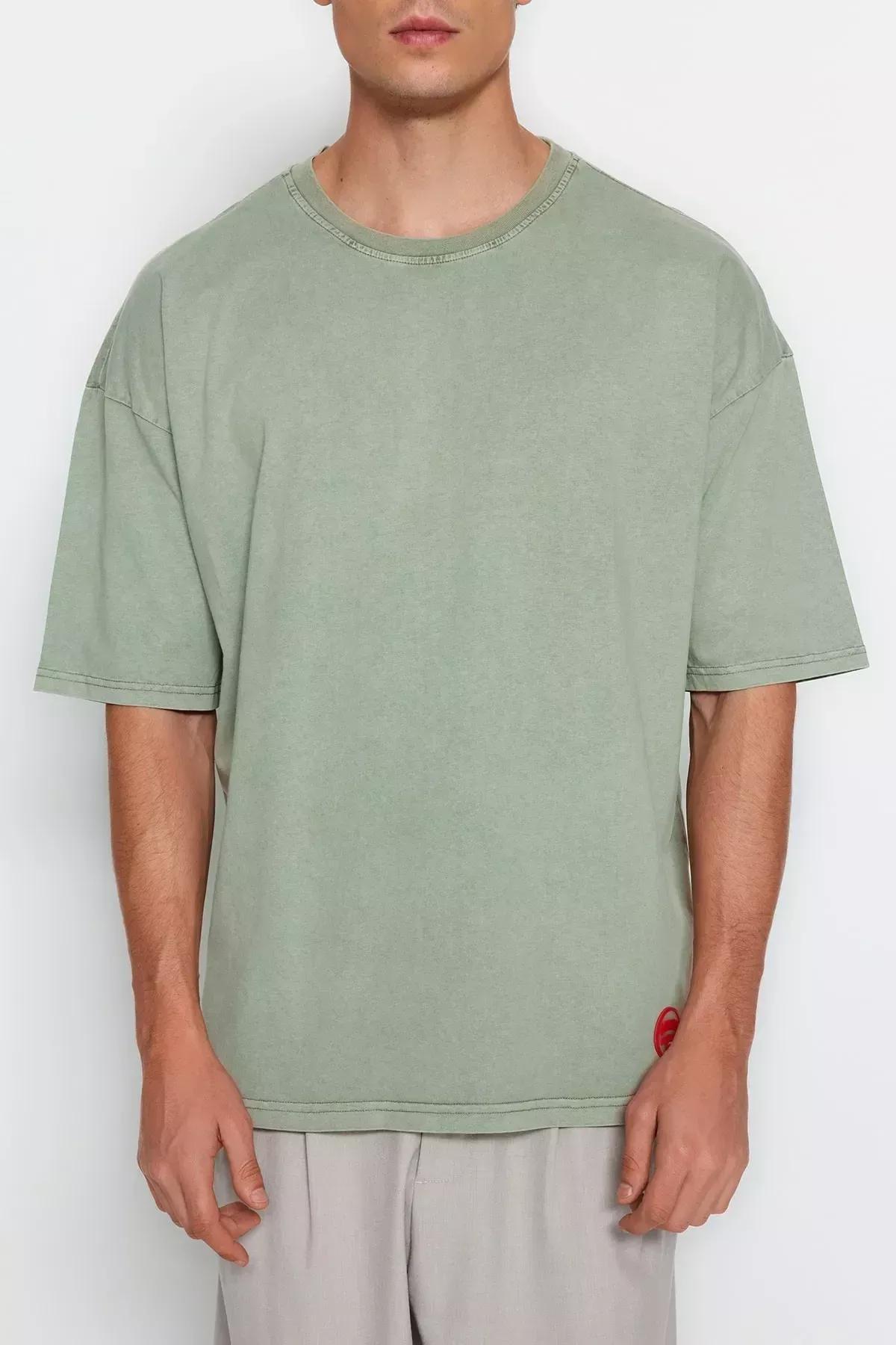 Khaki Oversized T-Shirt, Green, large image number 8