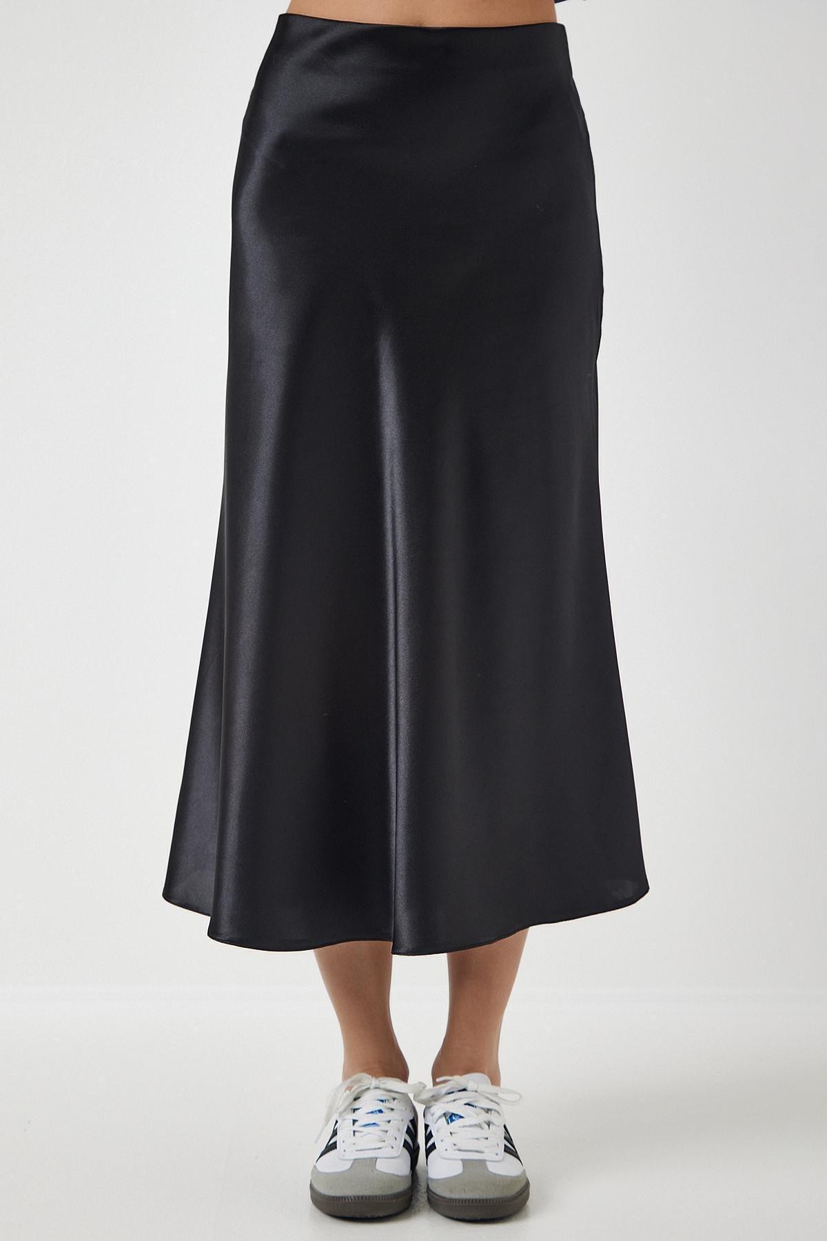 Black Satin Finish Skirt, , large image number 2