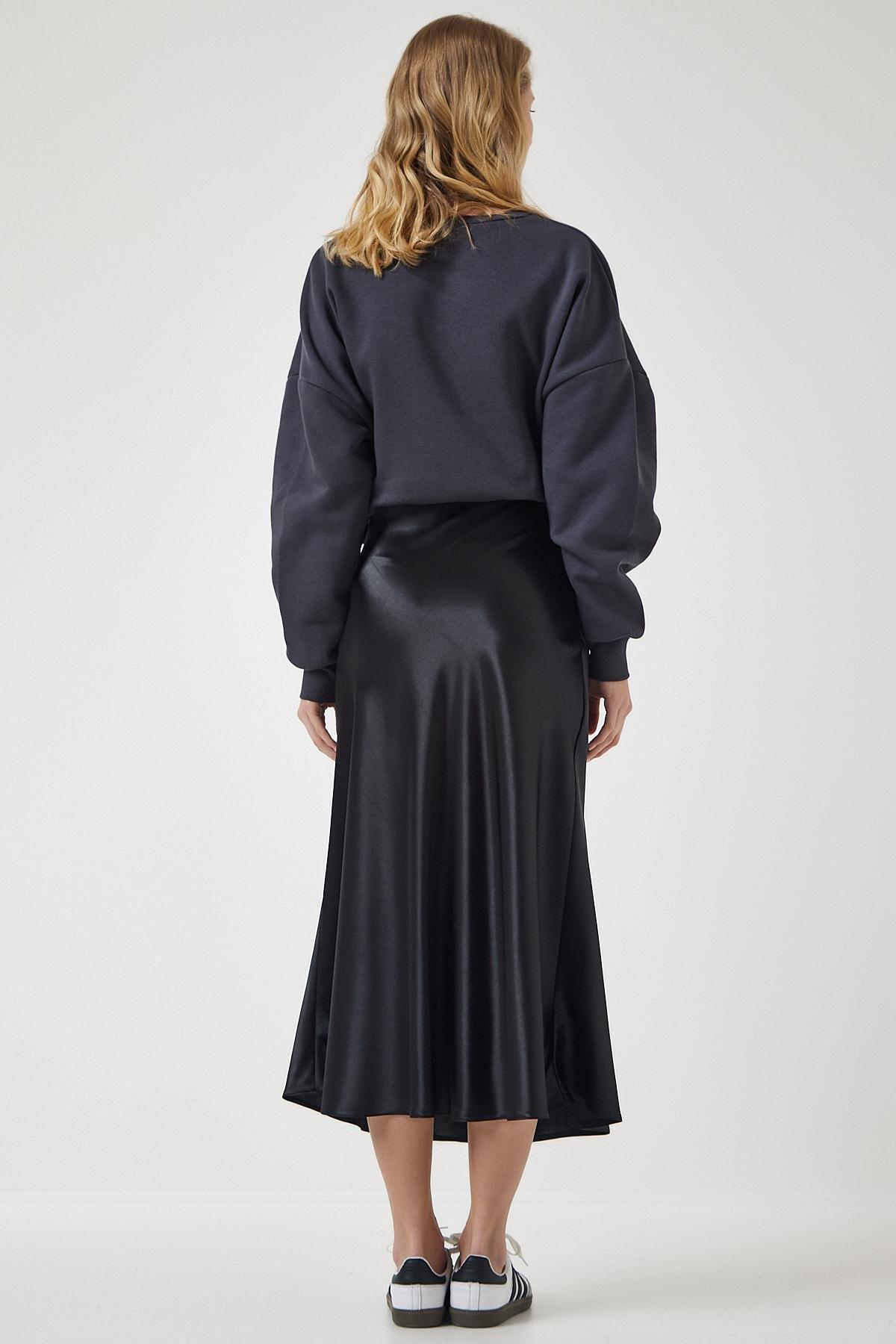 Black Satin Finish Skirt, , large image number 4