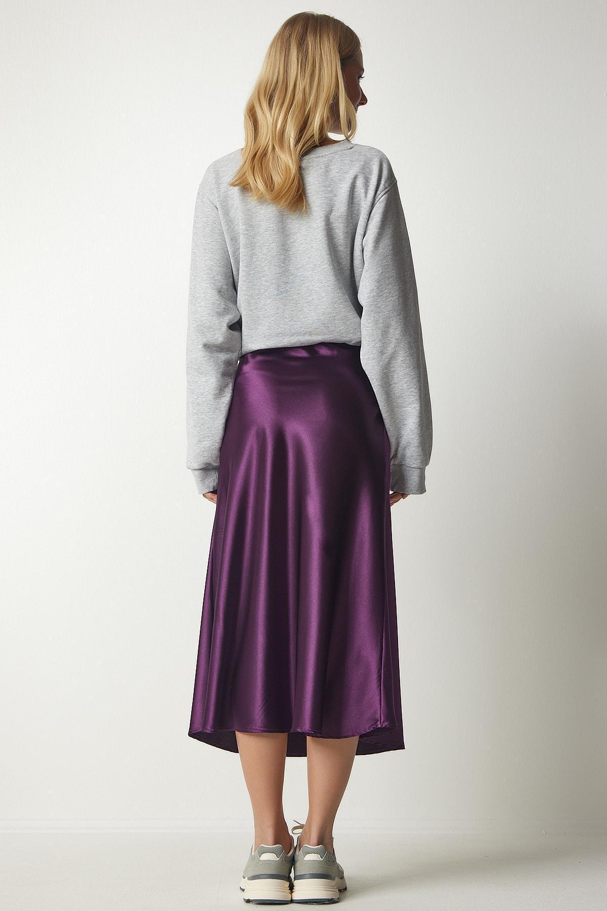 Purple Satin Finish Skirt, Purple, large image number 6