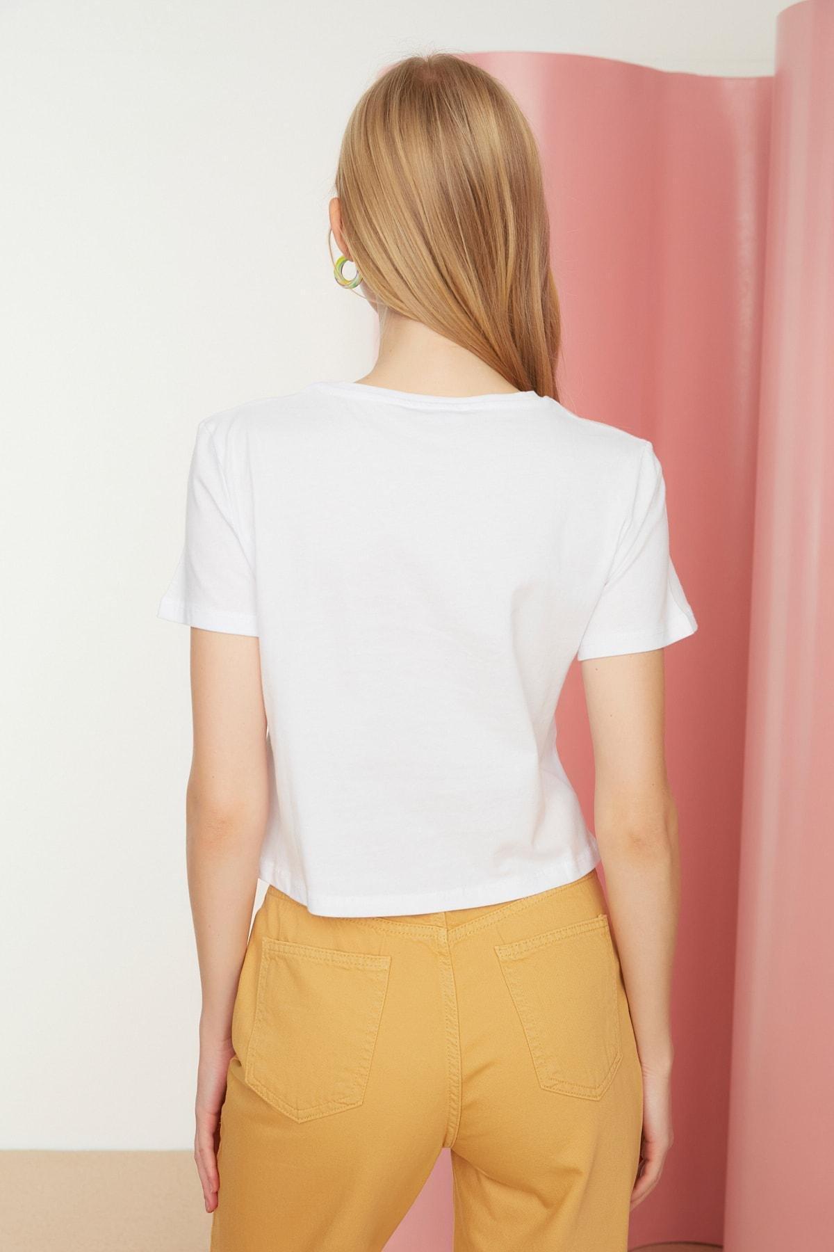 White Printed T-Shirt, , large image number 4