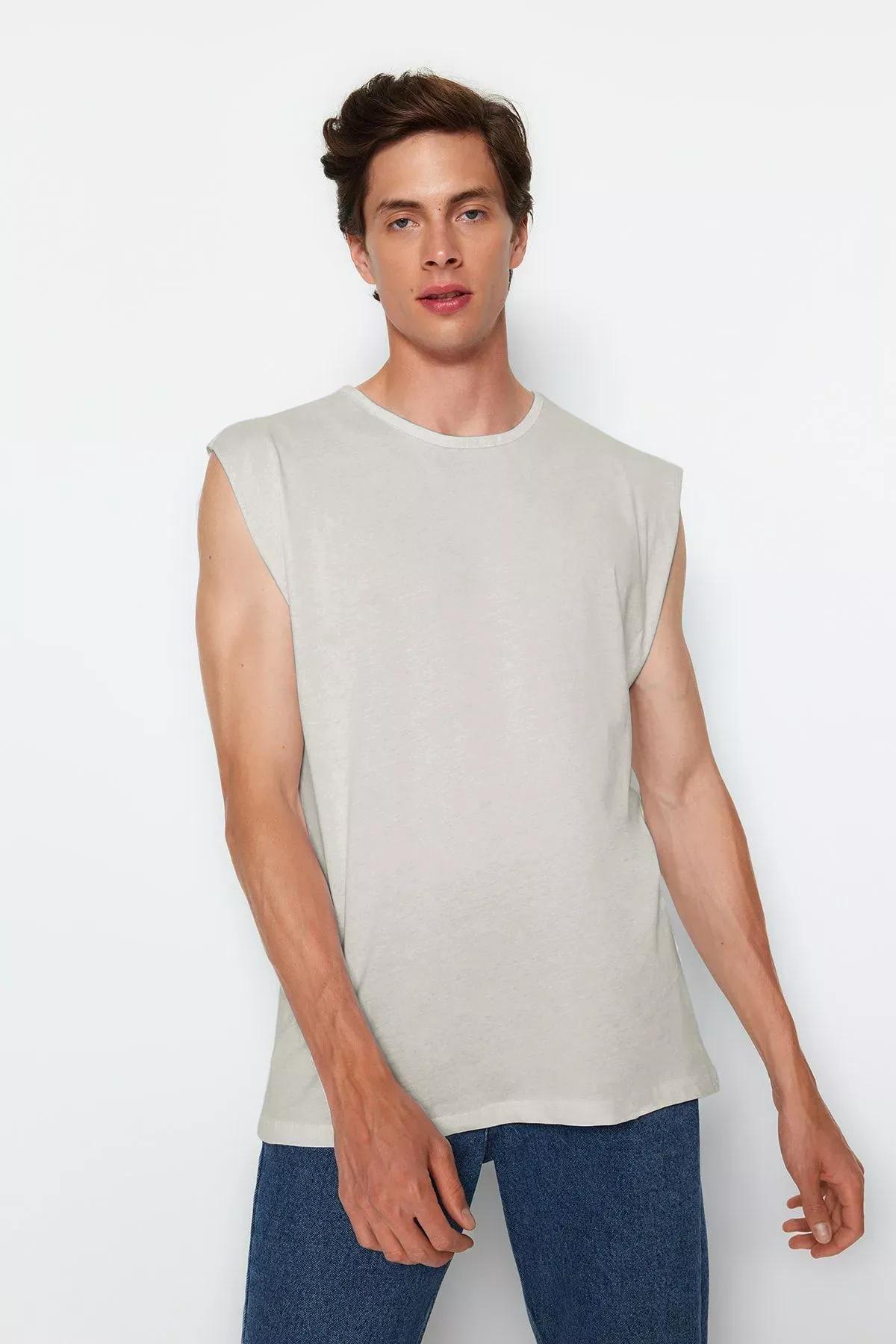 Beige Basic Sleeveless Tank Top, , large image number 5