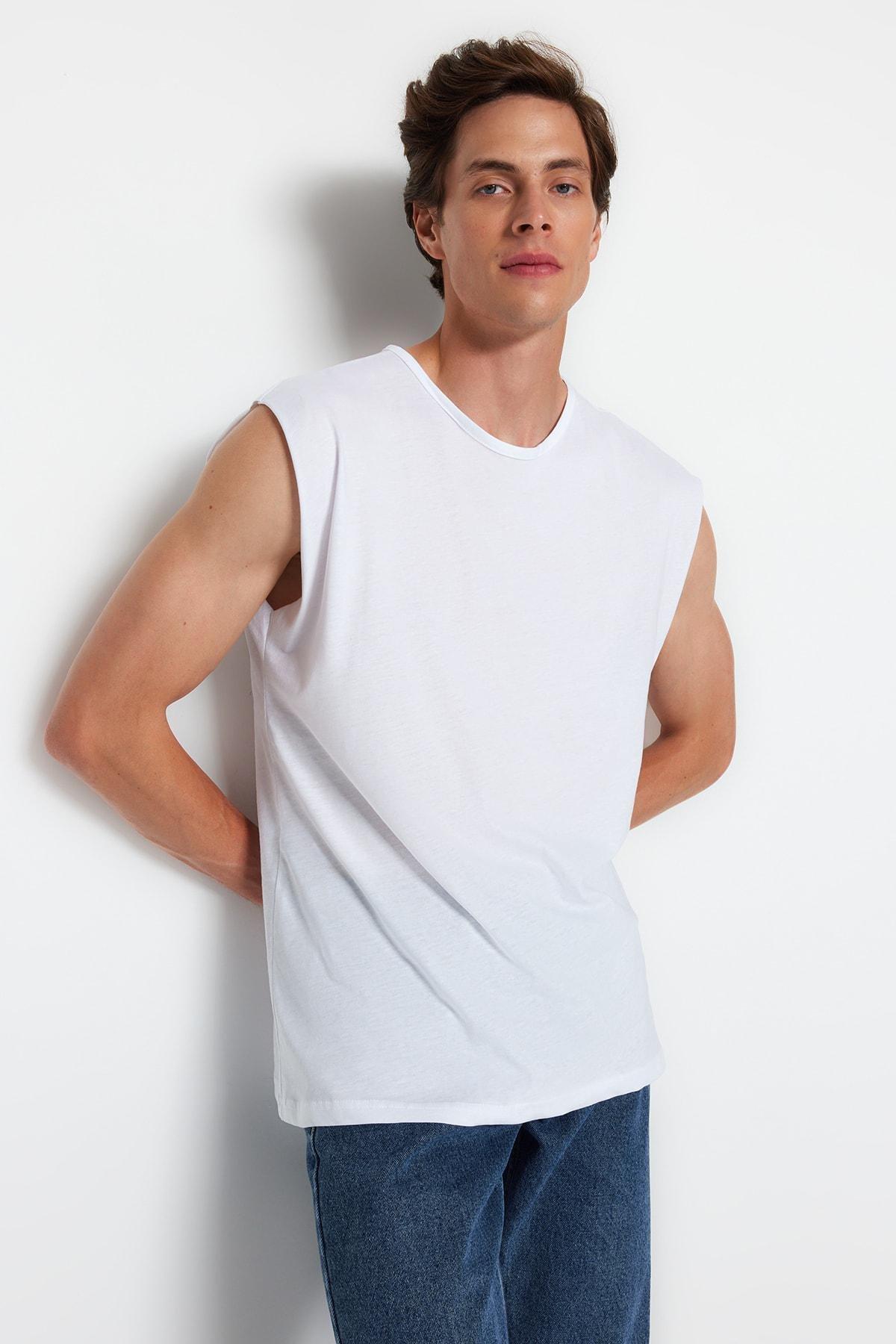White Sleeveless T-Shirt, , large image number 1