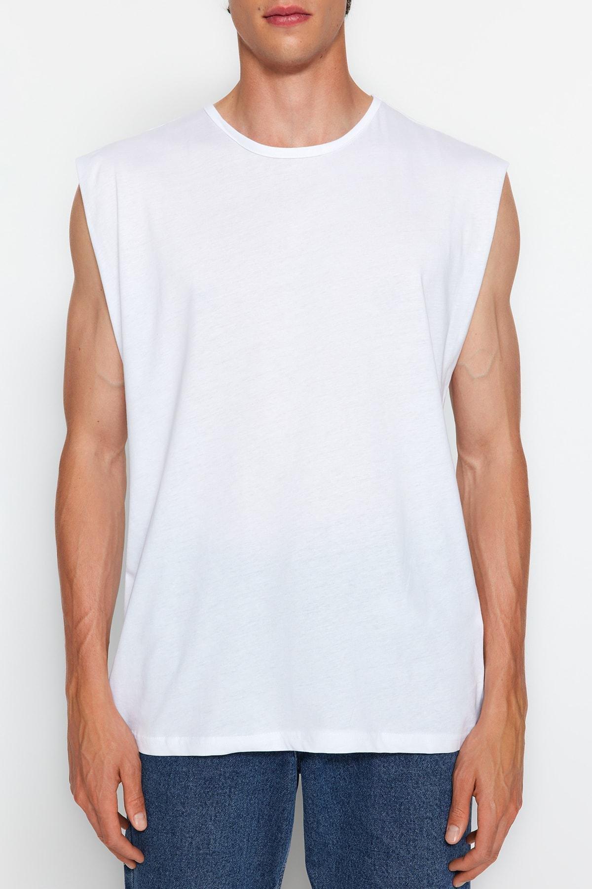 White Sleeveless T-Shirt, , large image number 2
