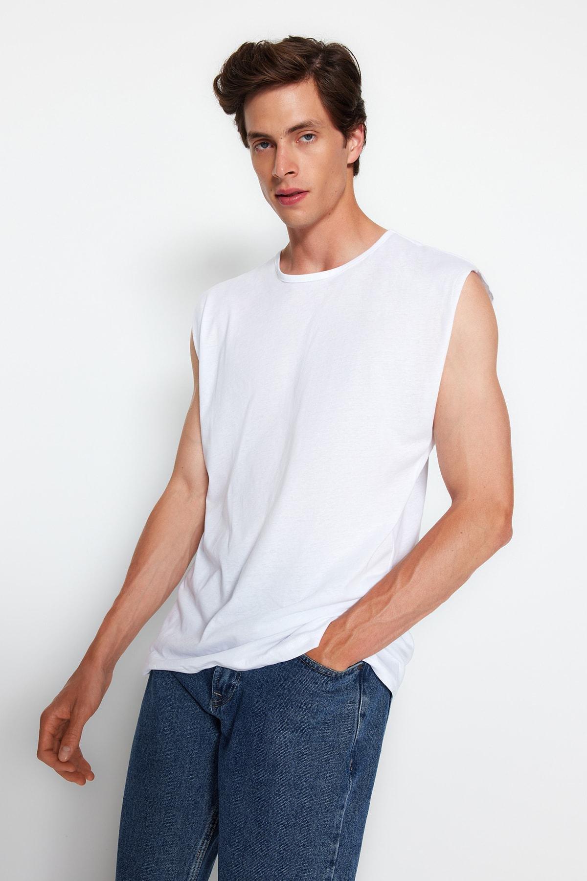 White Sleeveless T-Shirt, , large image number 3