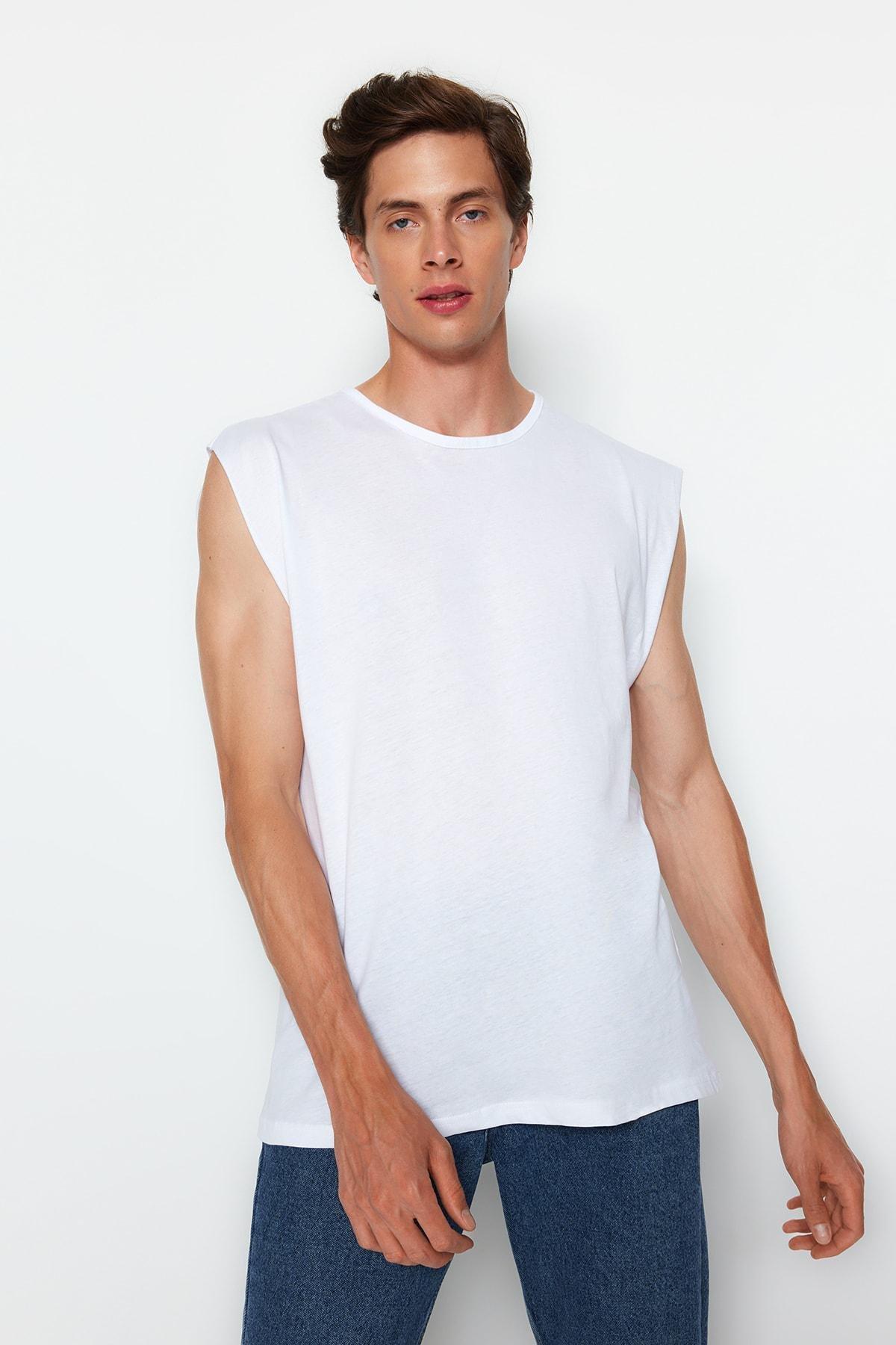 White Sleeveless T-Shirt, , large image number 4