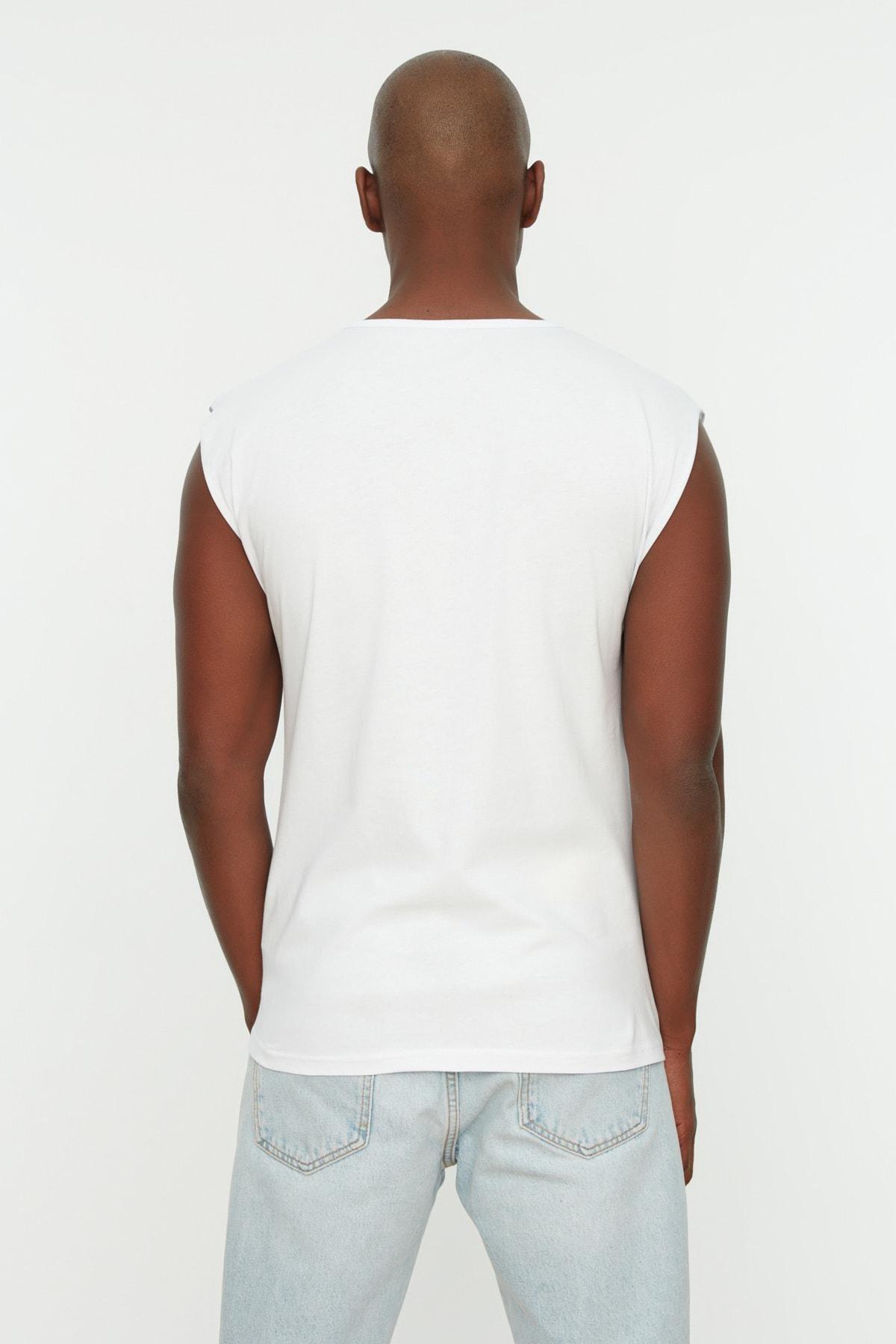 White Sleeveless T-Shirt, , large image number 6