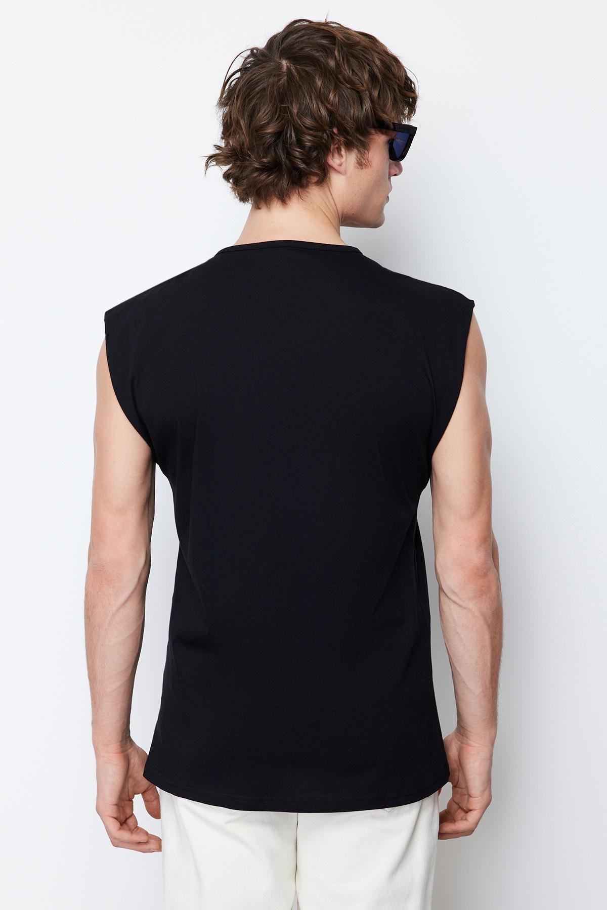 Black Sleeveless T-Shirt-Undershirt, , large image number 2