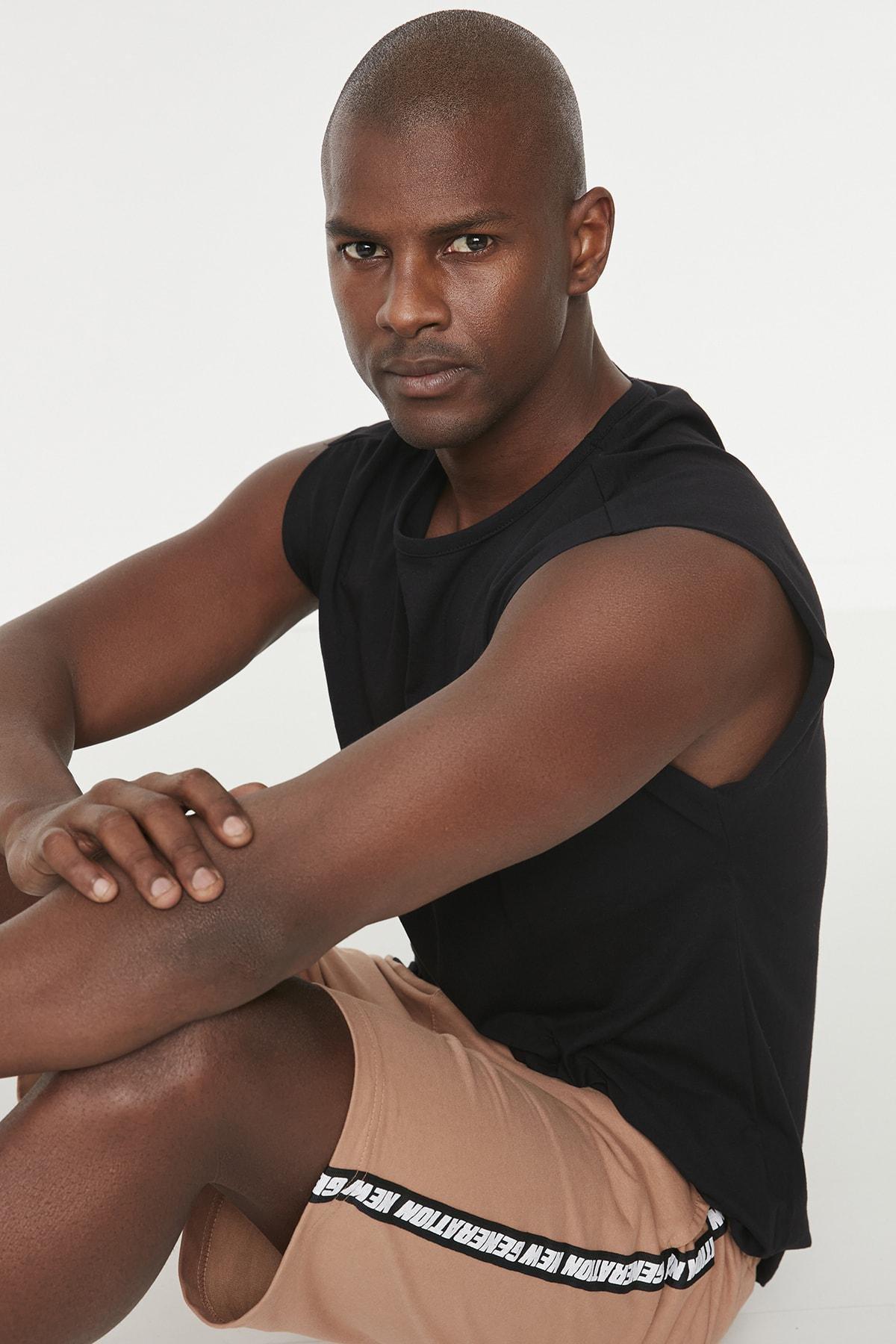 Black Sleeveless T-Shirt-Undershirt, , large image number 3