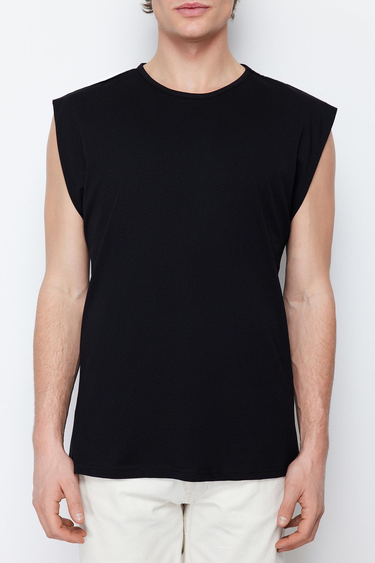Black Sleeveless T-Shirt-Undershirt, , large image number 8