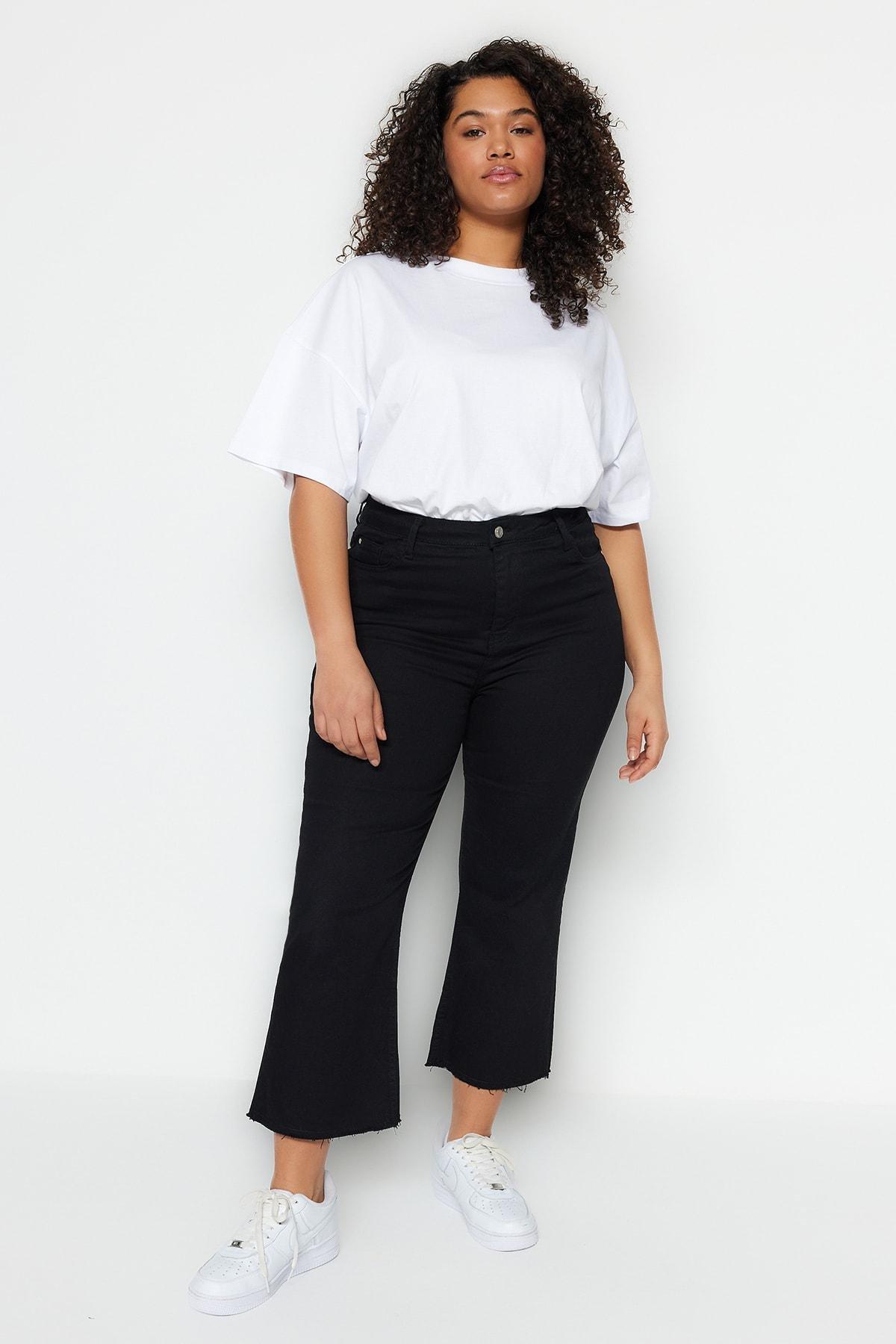 Trendyol - Black Wide Leg Plus Size Jeans