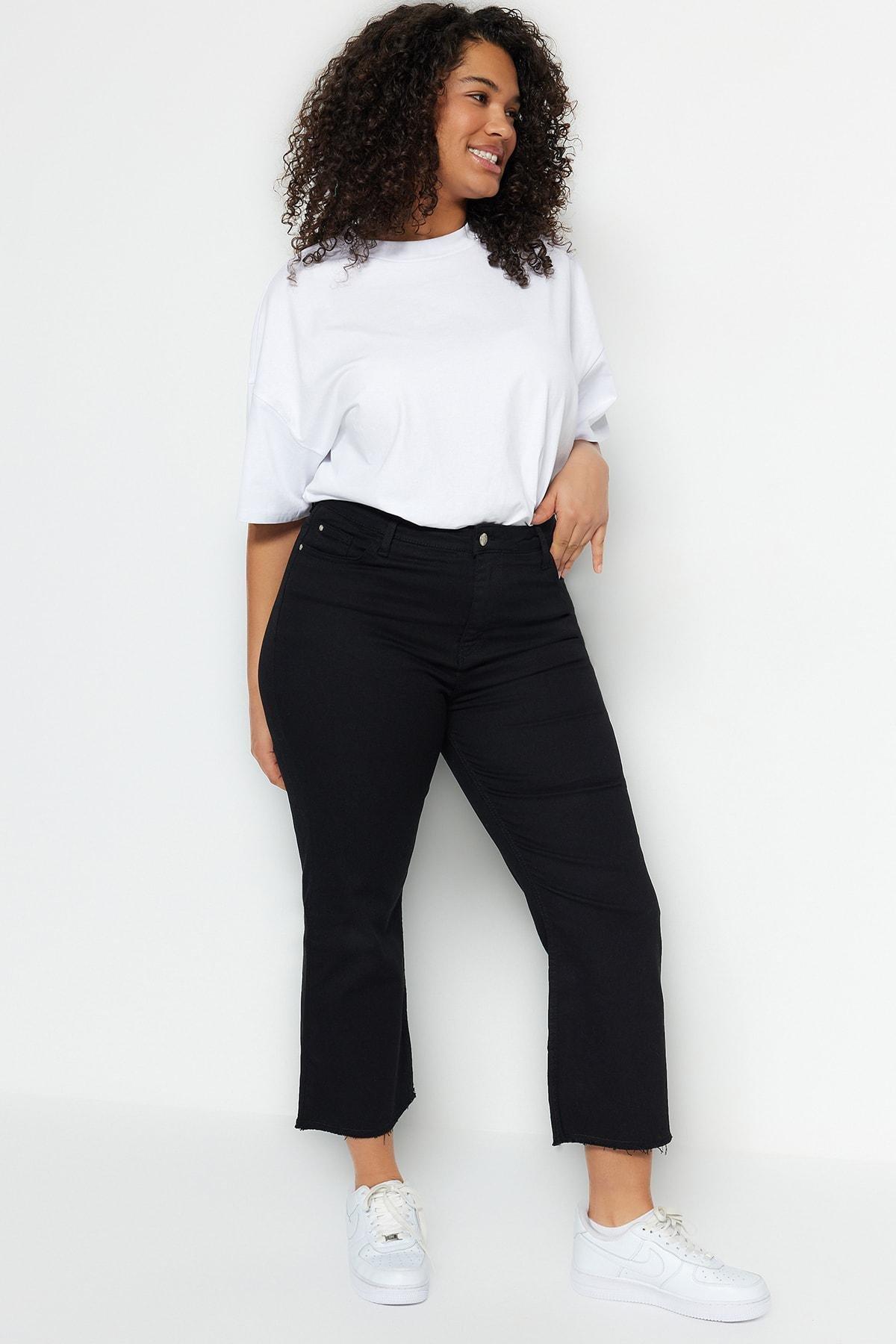 Black Wide Leg Plus Size Jeans, , large image number 2