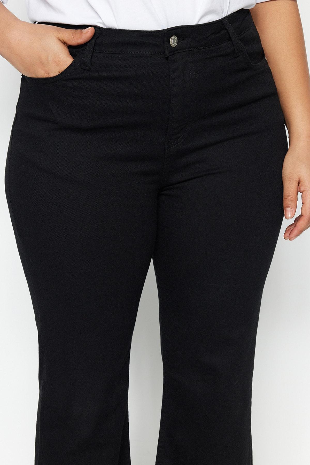 Black Wide Leg Plus Size Jeans, , large image number 4