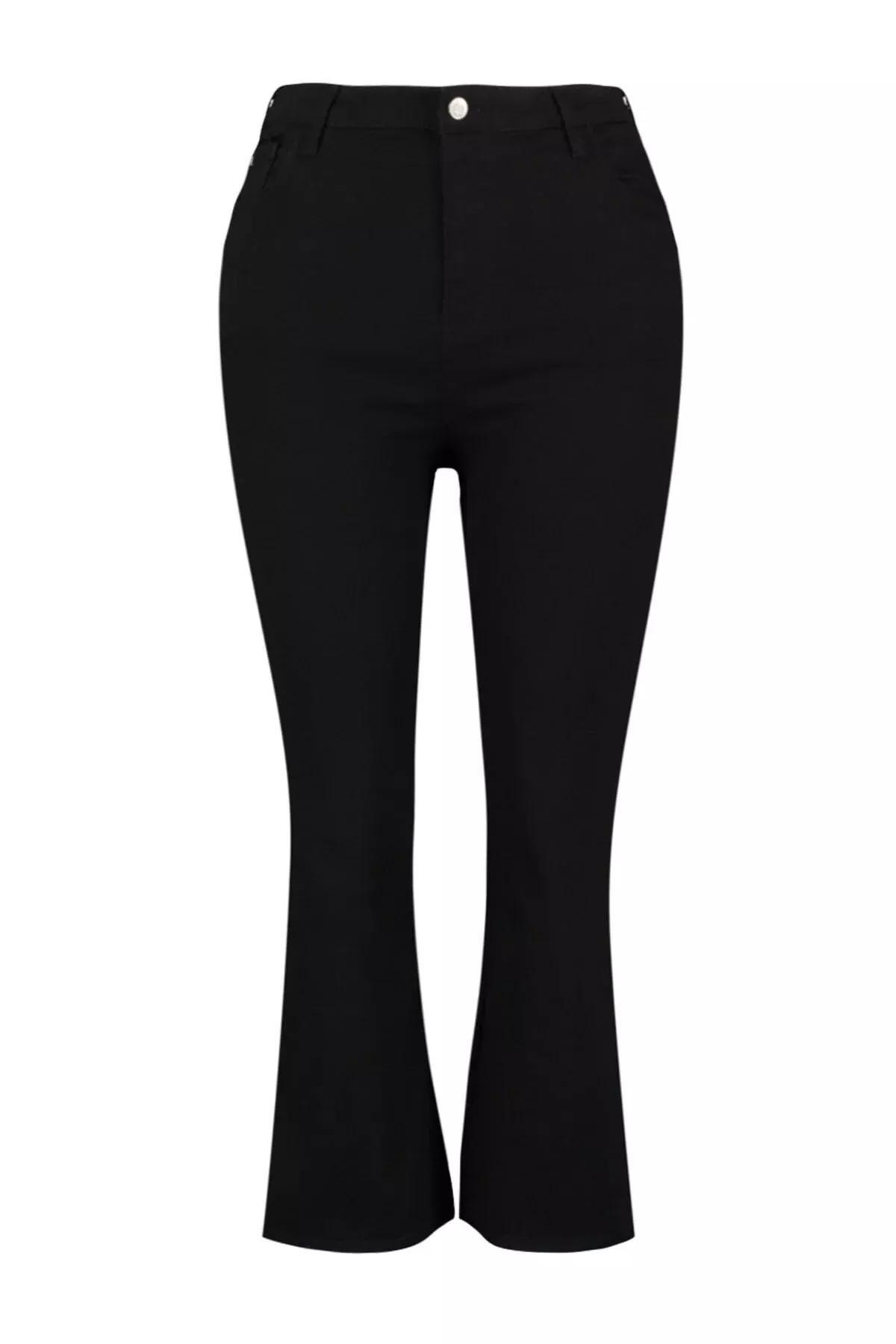 Black Wide Leg Plus Size Jeans, Black, large image number 6