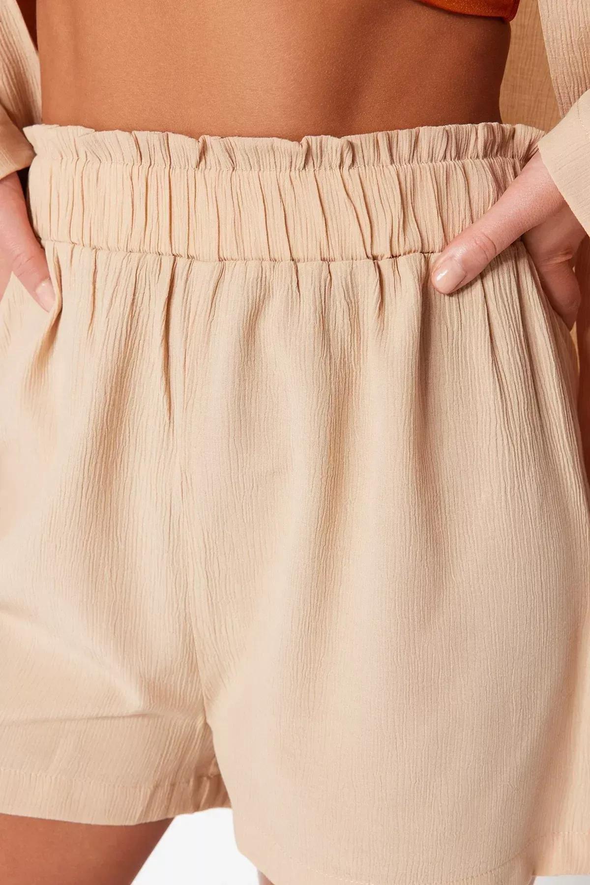 Beige V-Neck Co-Ord Set, , large image number 4