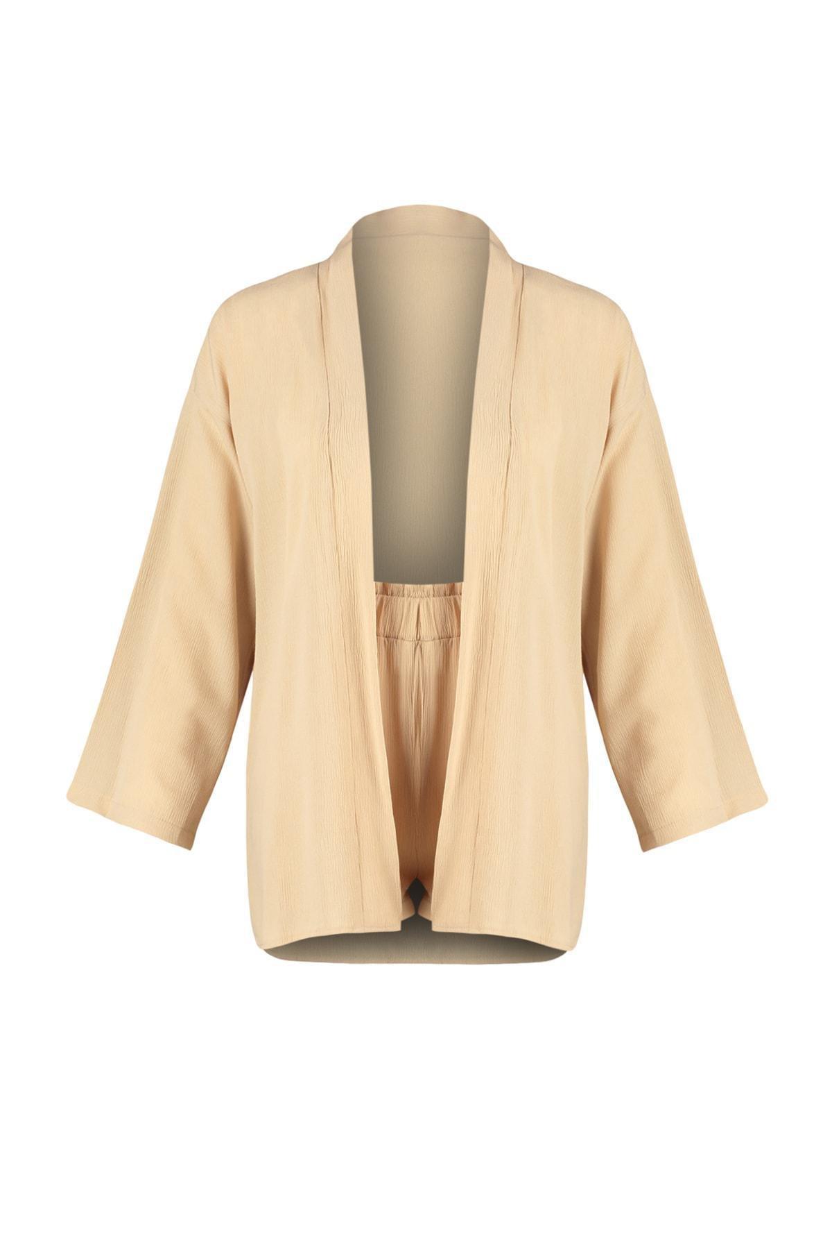 Beige V-Neck Co-Ord Set, , large image number 5