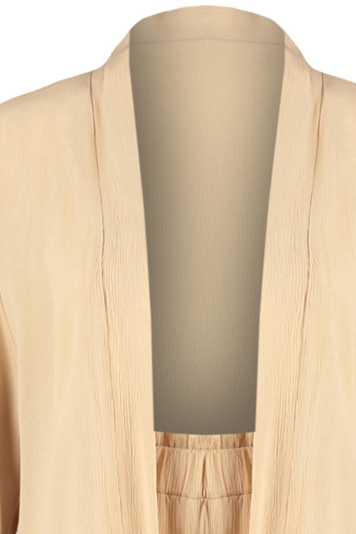 Beige V-Neck Co-Ord Set, , large image number 6