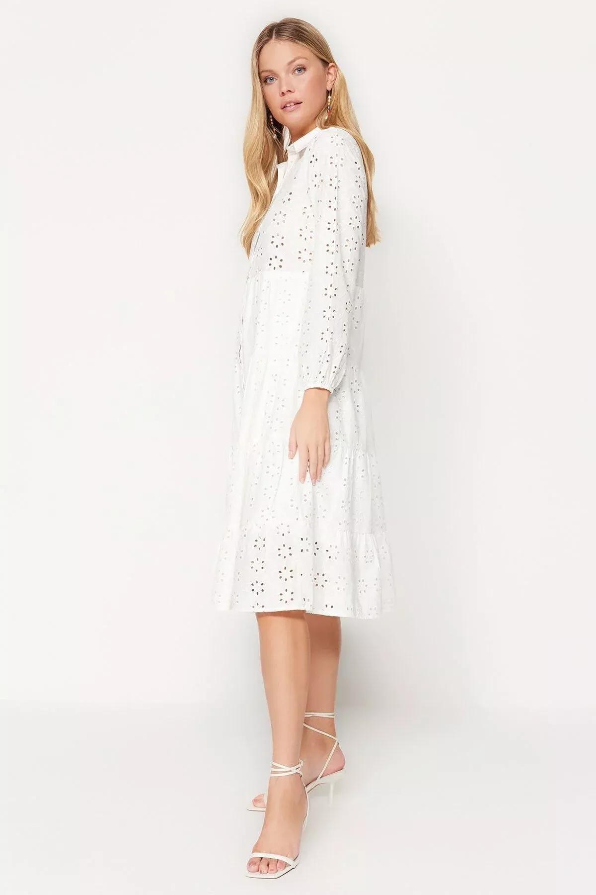 فستان سكيتر للمقاسات الكبيرة، أزرق, Ecru, large image number 2