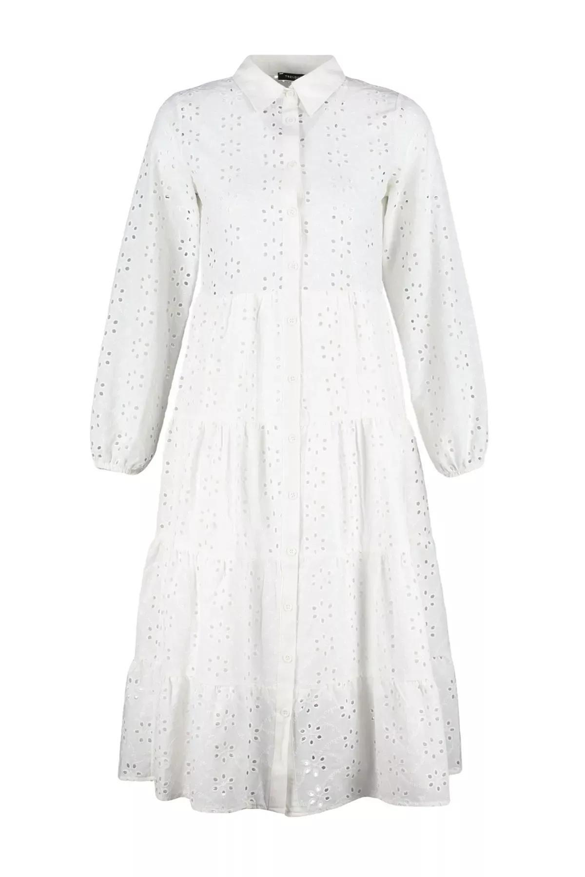 فستان سكيتر للمقاسات الكبيرة، أزرق, Ecru, large image number 6